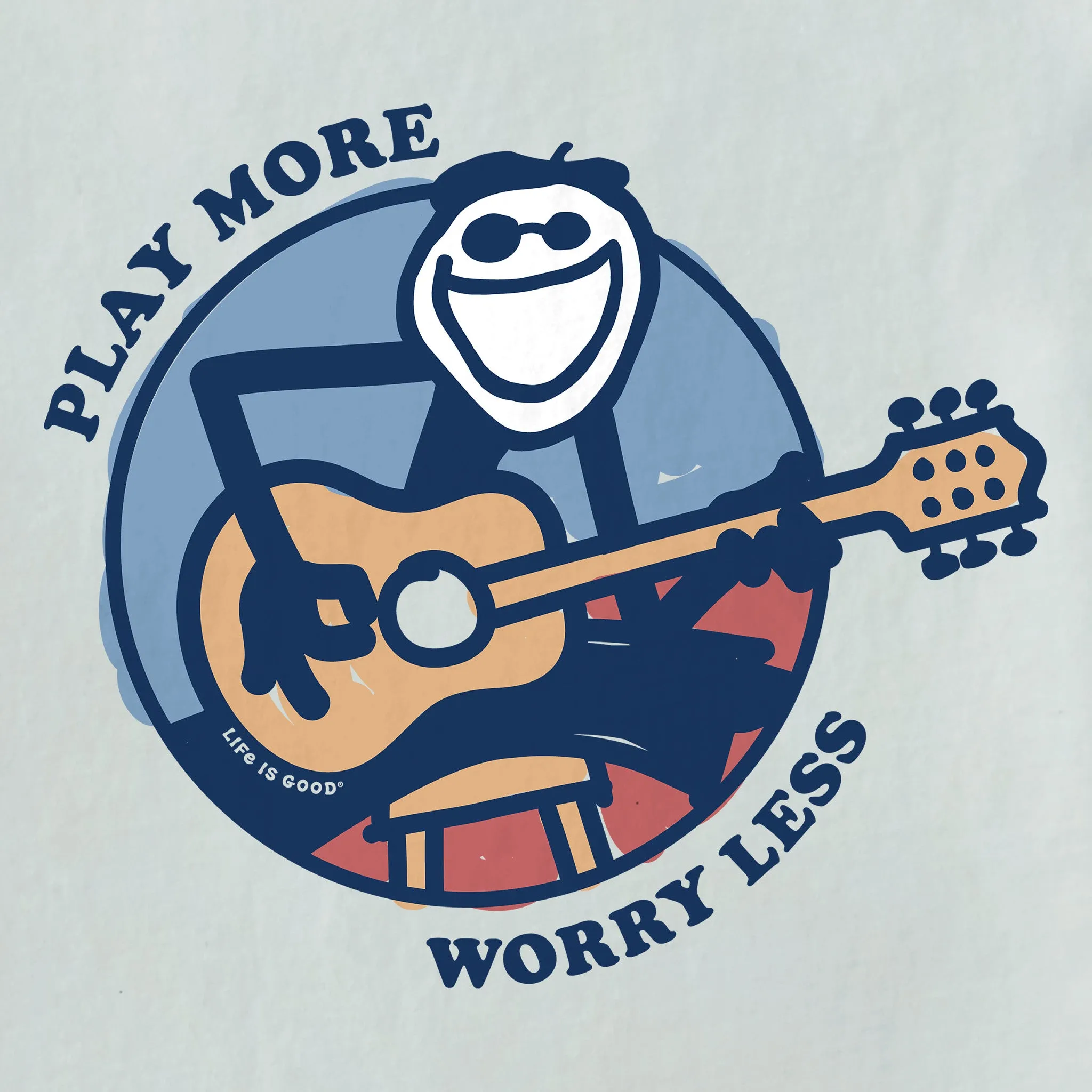 Men's Play More Worry Less Jake Guitar Short Sleeve  Tee Life is Good