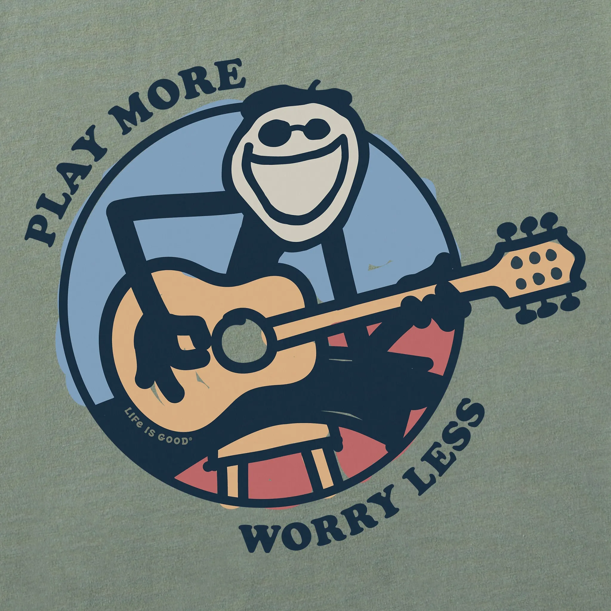 Men's Play More Worry Less Jake Guitar Short Sleeve  Tee Life is Good