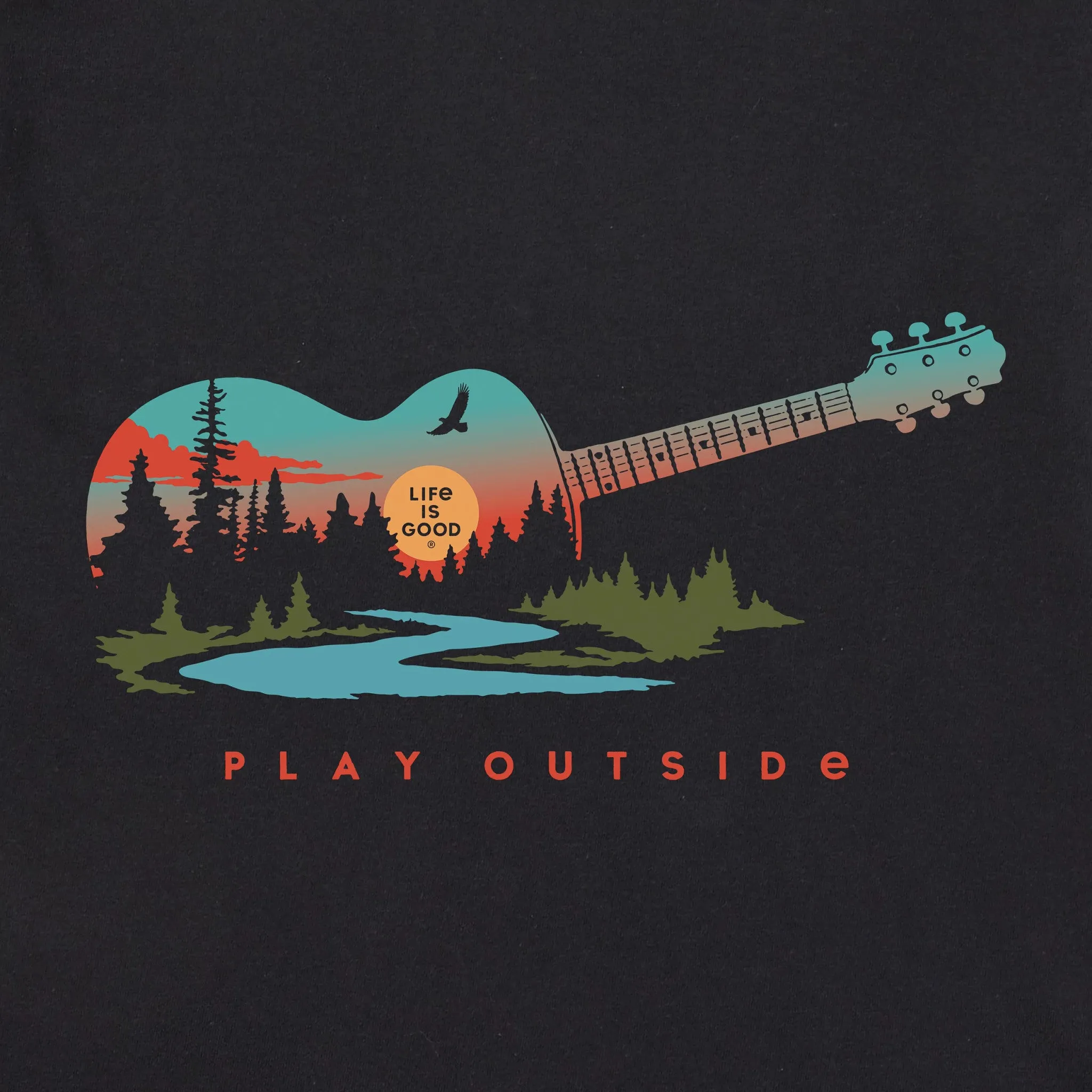 Men's Play Outside Guitar Short Sleeve Crusher Tee Life is Good