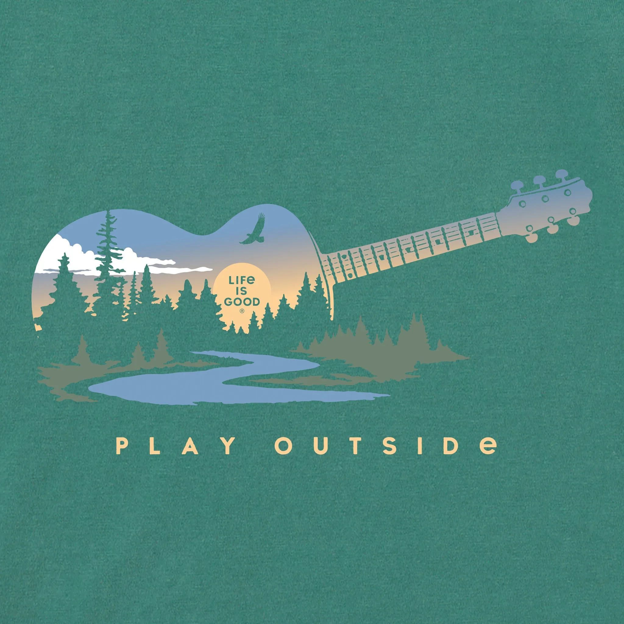Men's Play Outside Guitar Short Sleeve Crusher Tee Life is Good
