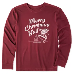 Men's Santa Merry Christmas Y'all Long Sleeve Crusher Tee Life is Good