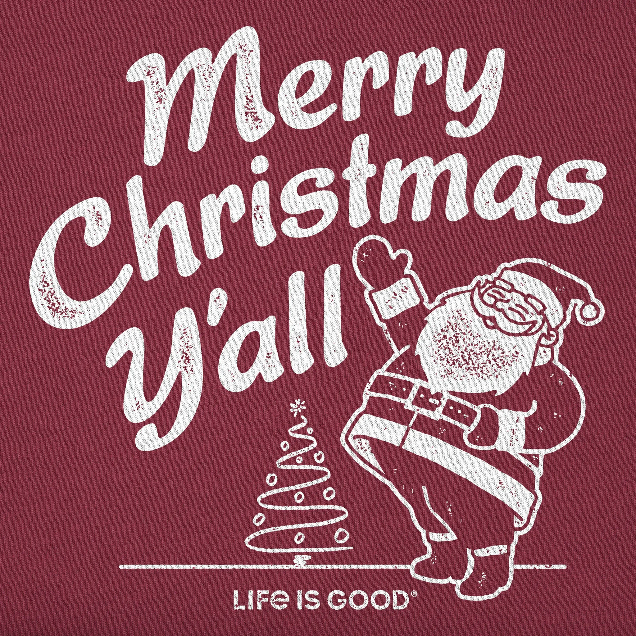 Men's Santa Merry Christmas Y'all Long Sleeve Crusher Tee Life is Good