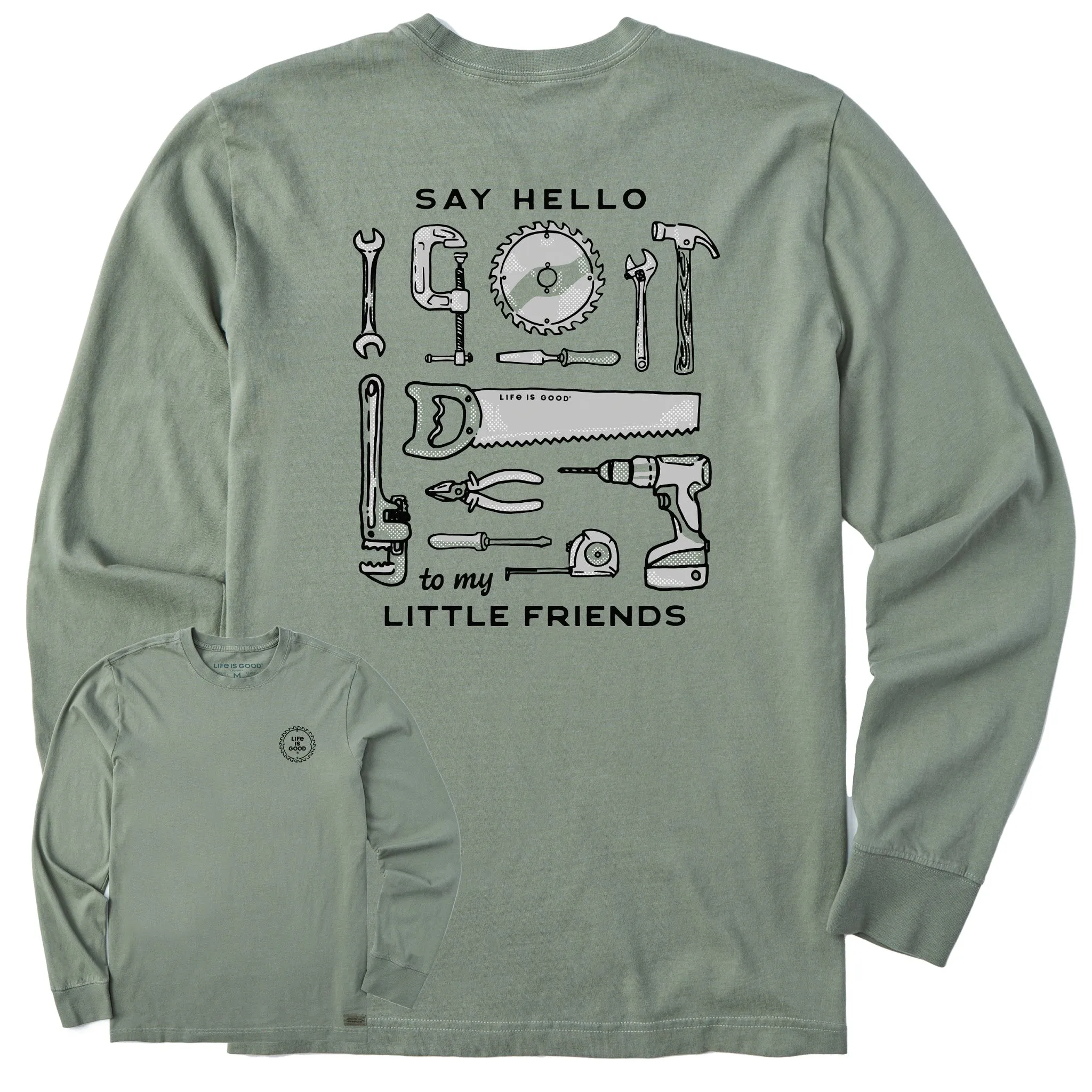 Men's Say Hello to My Little Friends Tools Long Sleeve Crusher Tee Life is Good