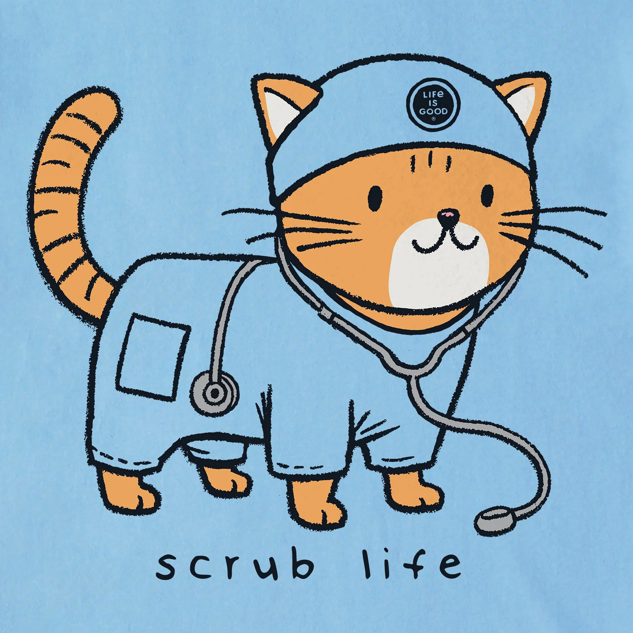 Men's Scrub Life Cat Short Sleeve Tee Life is Good
