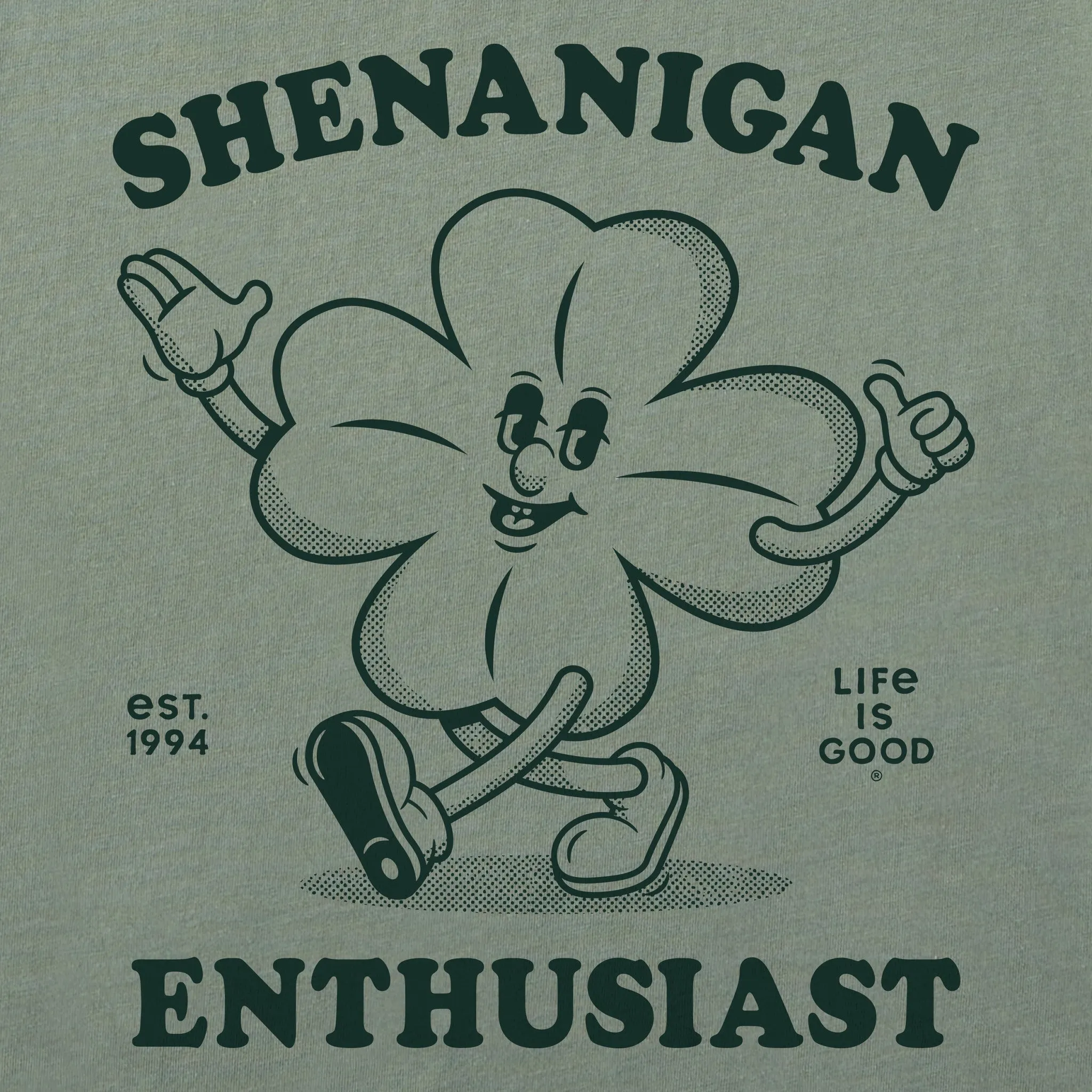 Men's Shenanigan Enthusiast Clover Short Sleeve Tee Life is Good