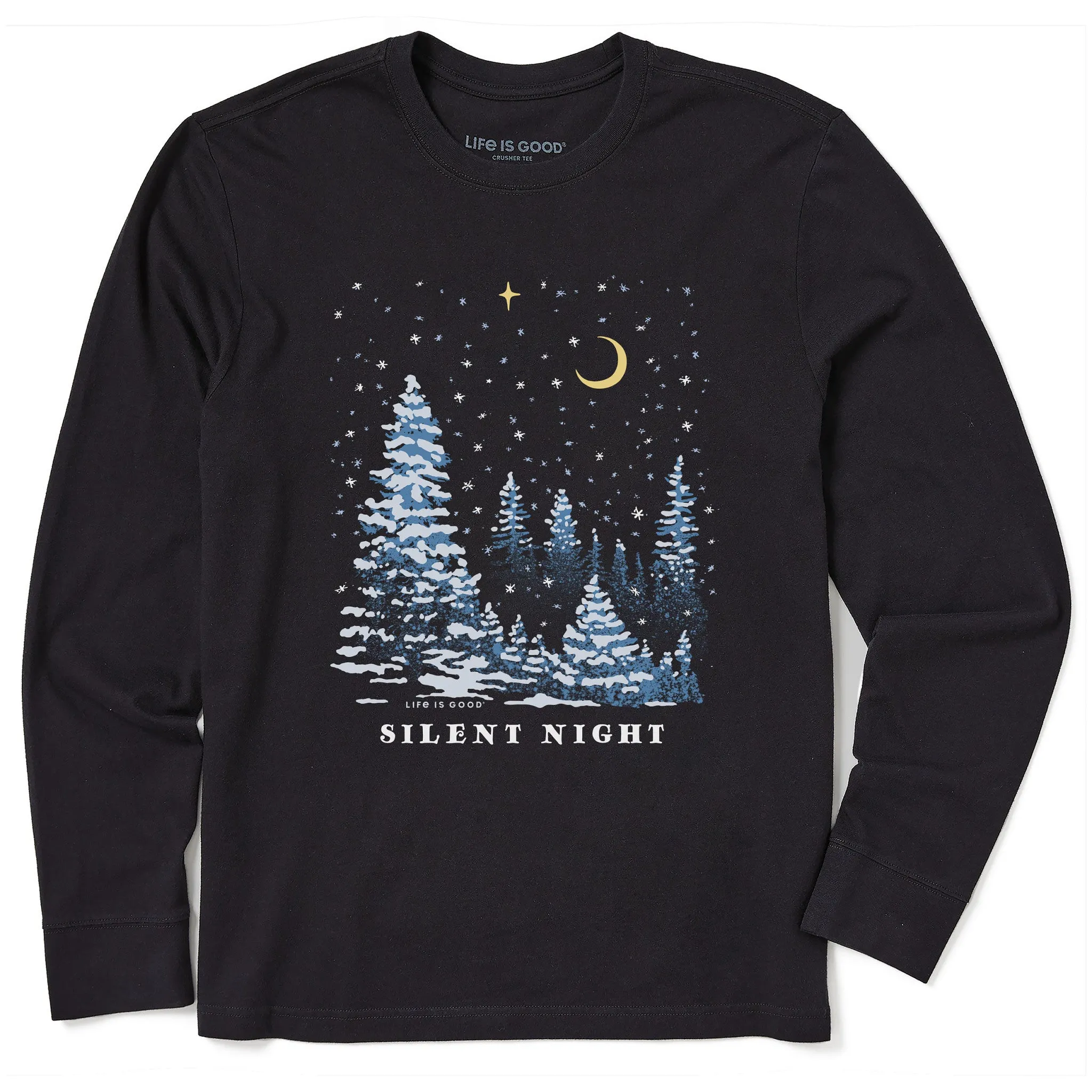 Men's Silent Snowy Night Long Sleeve Crusher Tee Life is Good