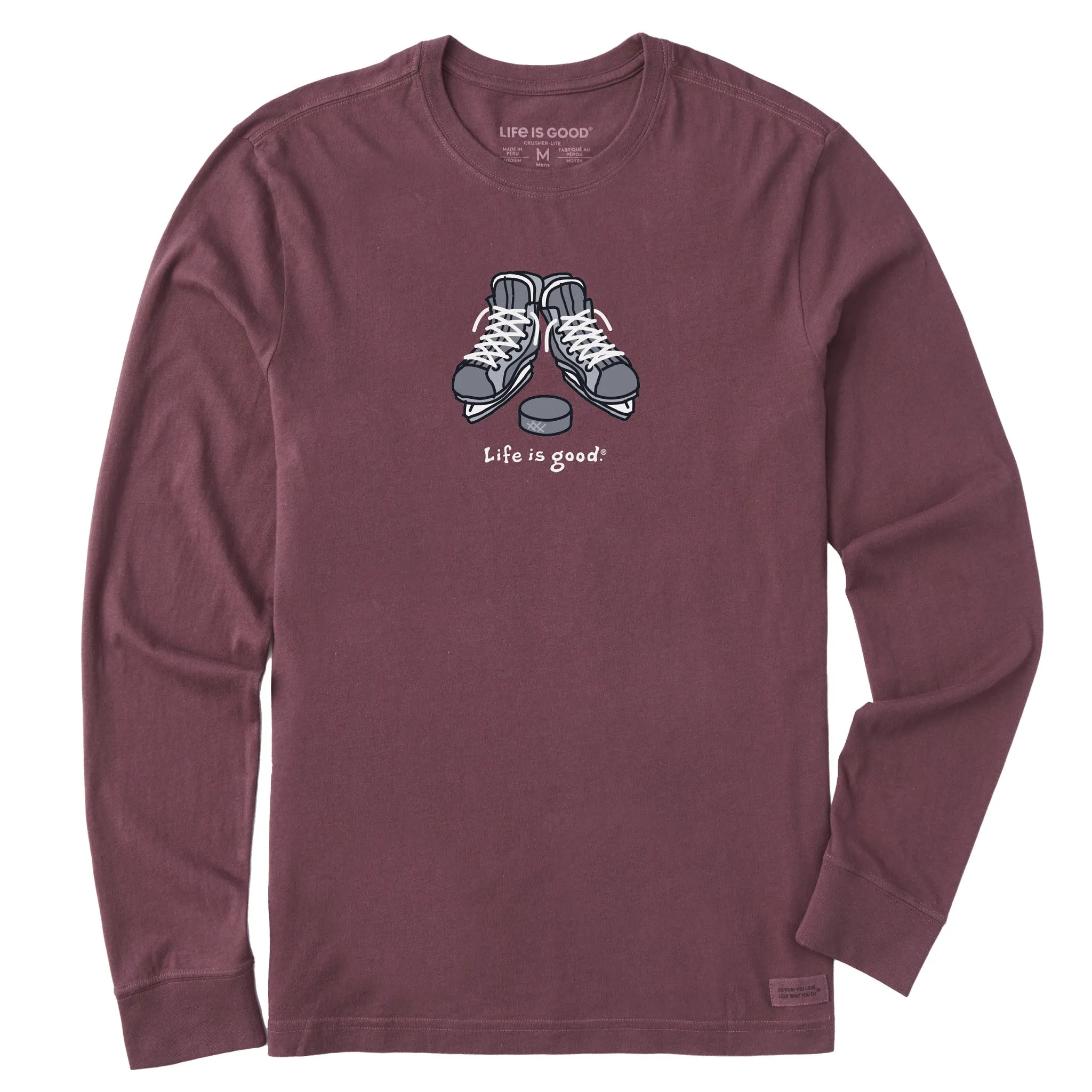 Men's Skates and Puck Long Sleeve Crusher Tee Life is Good