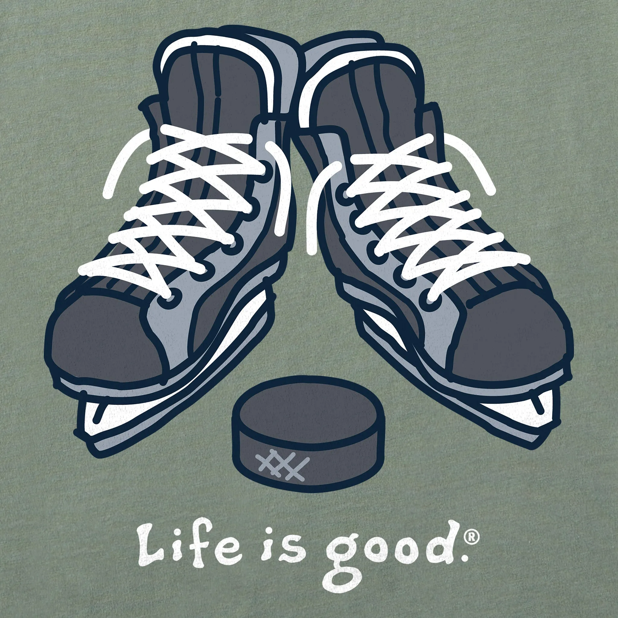 Men's Skates and Puck Long Sleeve Crusher Tee Life is Good