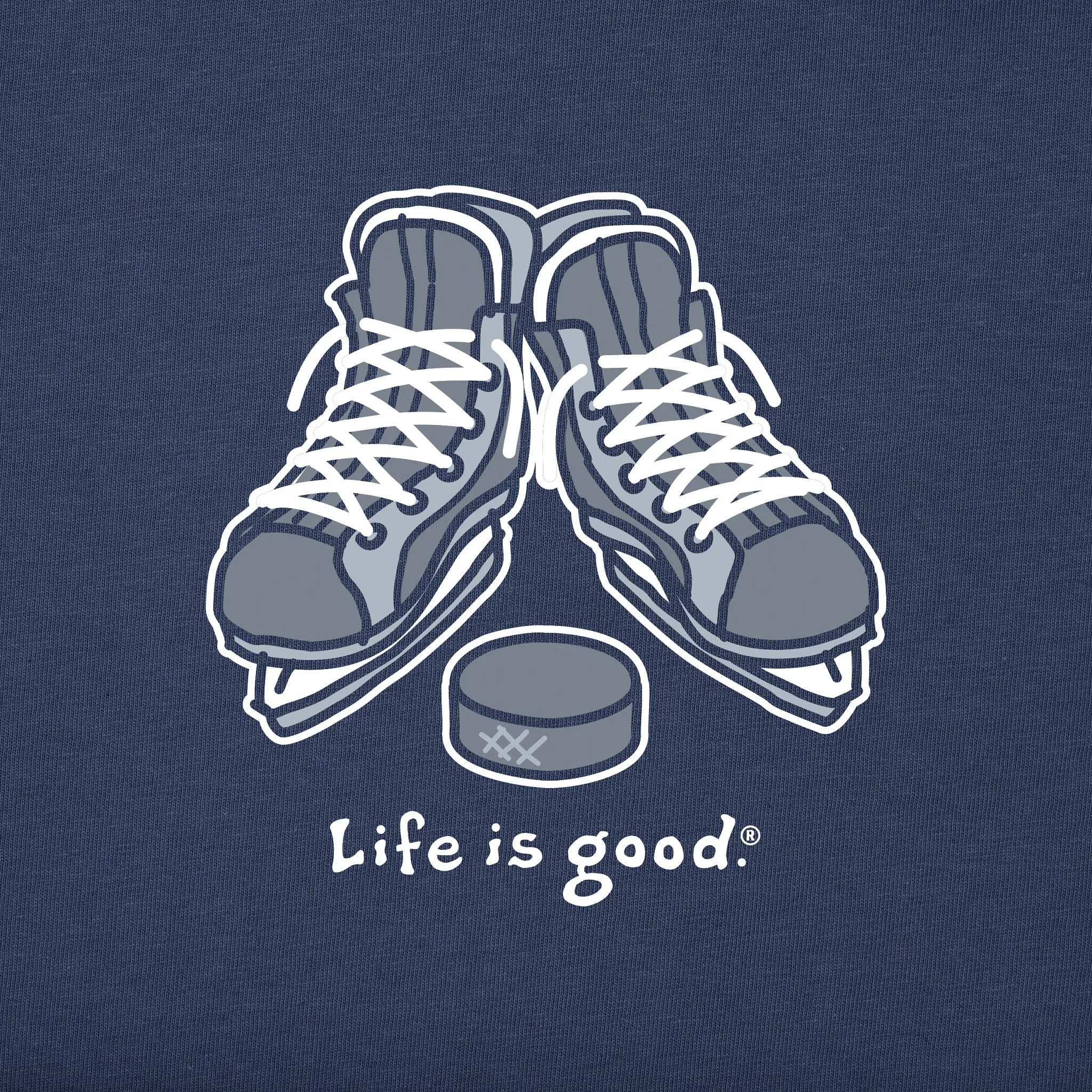 Men's Skates and Puck Long Sleeve Crusher Tee Life is Good