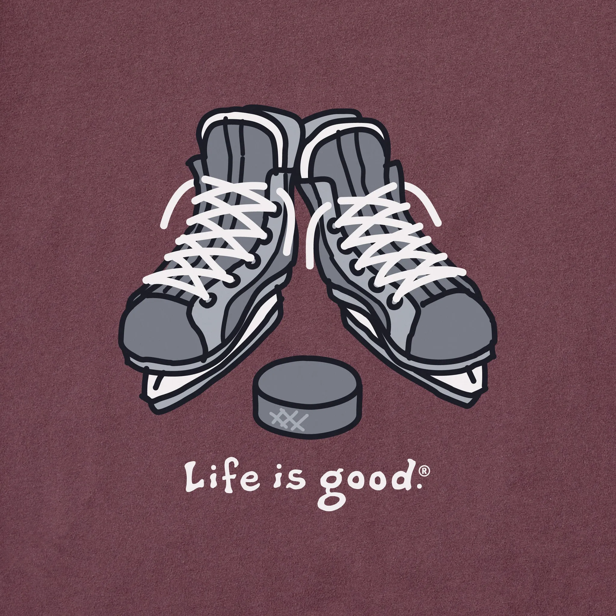 Men's Skates and Puck Long Sleeve Crusher Tee Life is Good