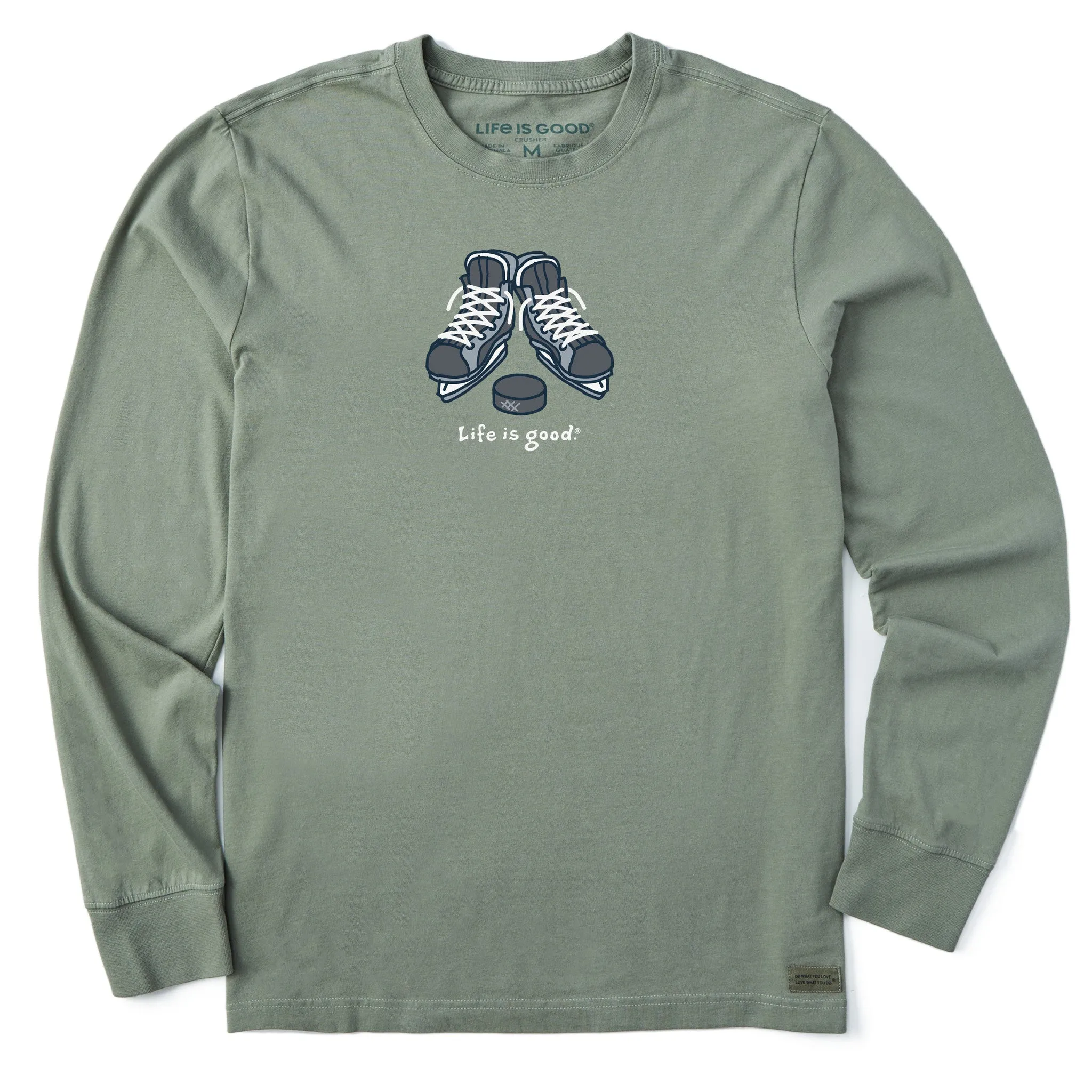 Men's Skates and Puck Long Sleeve Crusher Tee Life is Good