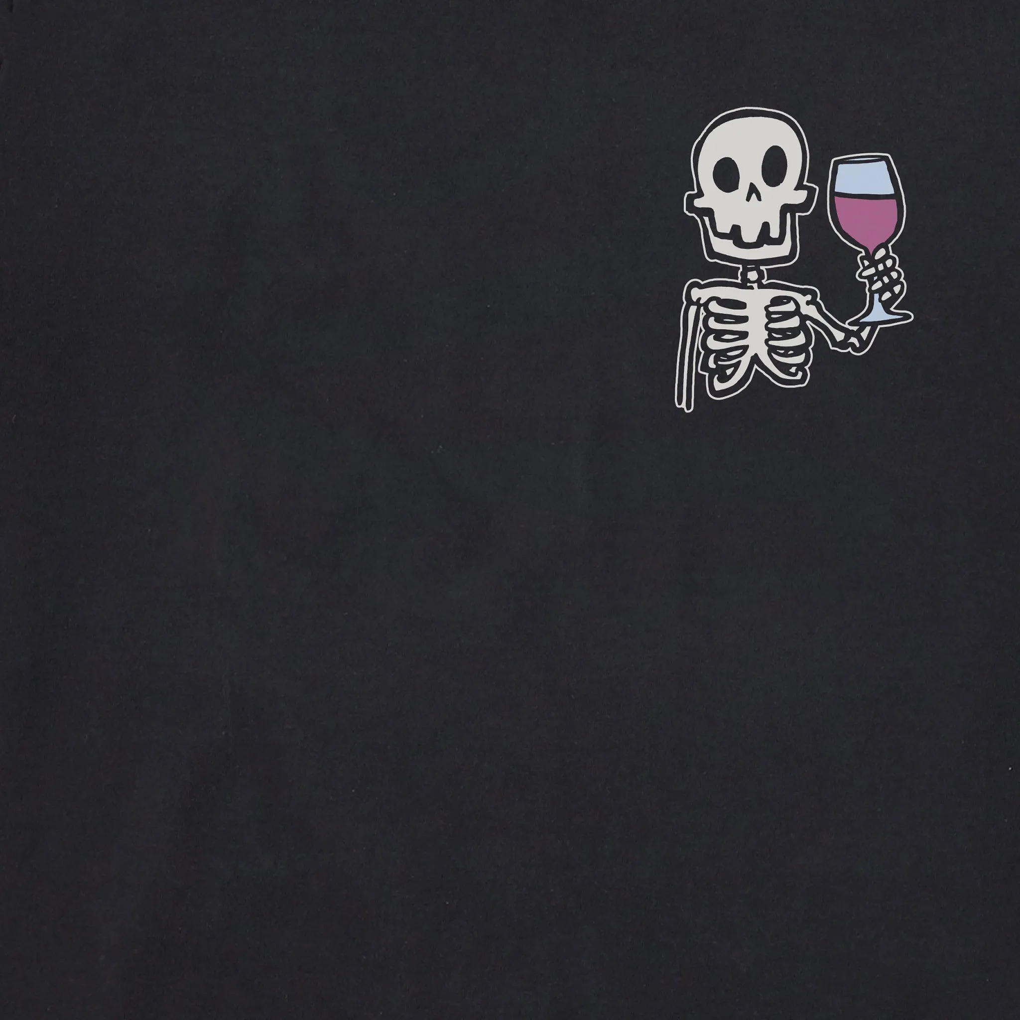Men's Skeleton with Wine Long Sleeve Crusher Tee Life is Good