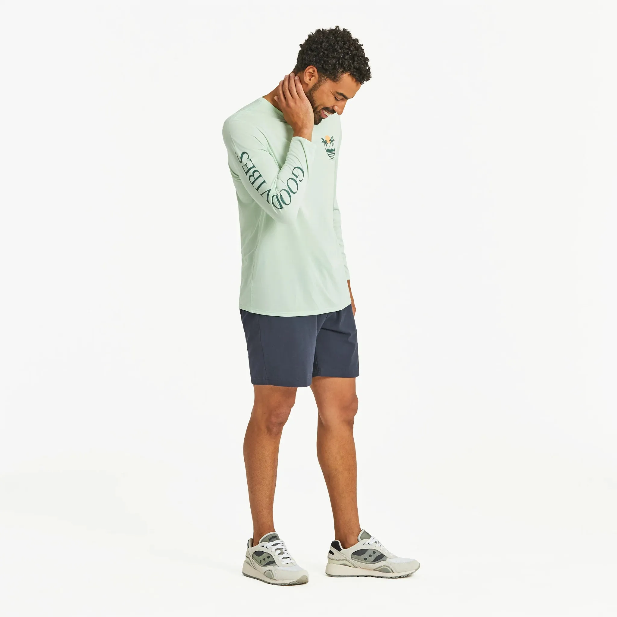 Men's Small Palms Long Sleeve Sun Crusher Tee Life is Good
