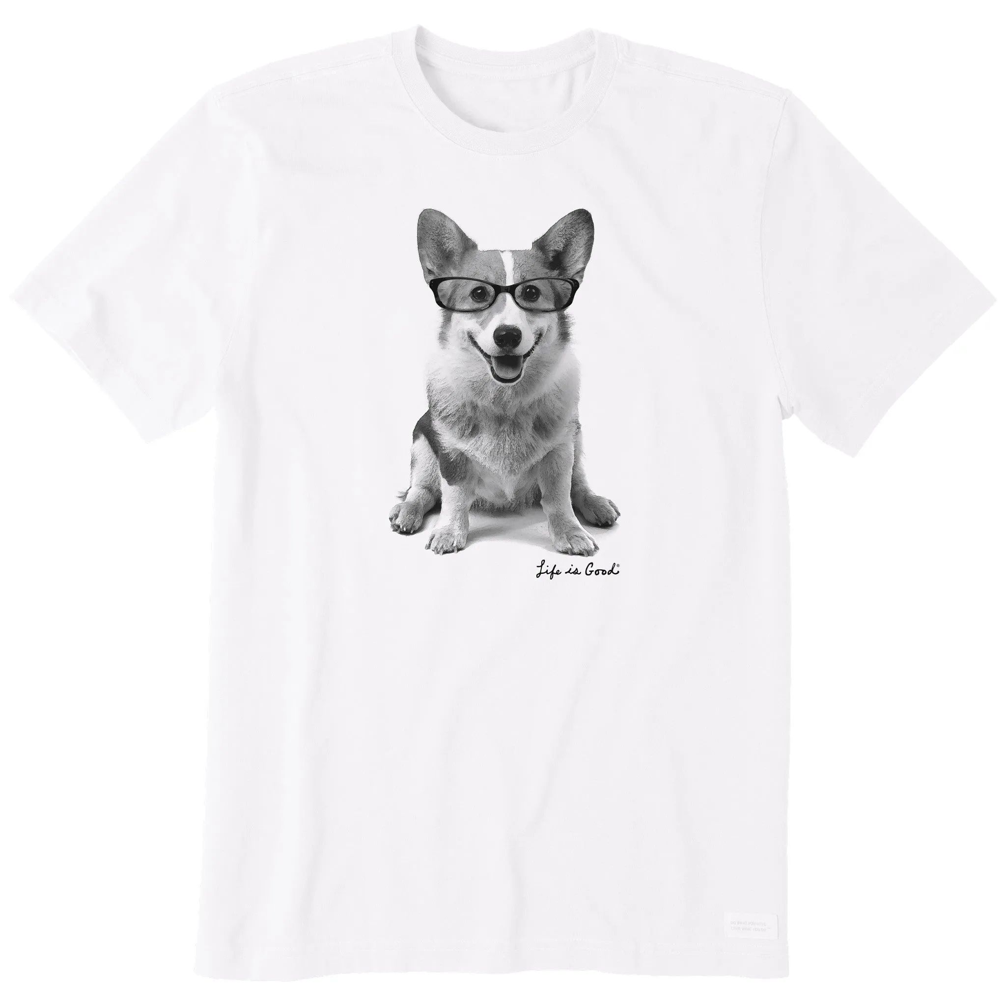 Men's Smart Corgi Short Sleeve Crusher Tee Life is Good