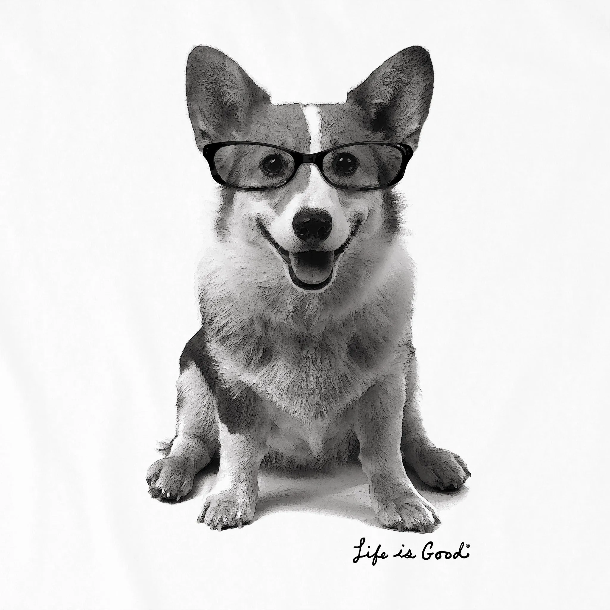 Men's Smart Corgi Short Sleeve Crusher Tee Life is Good