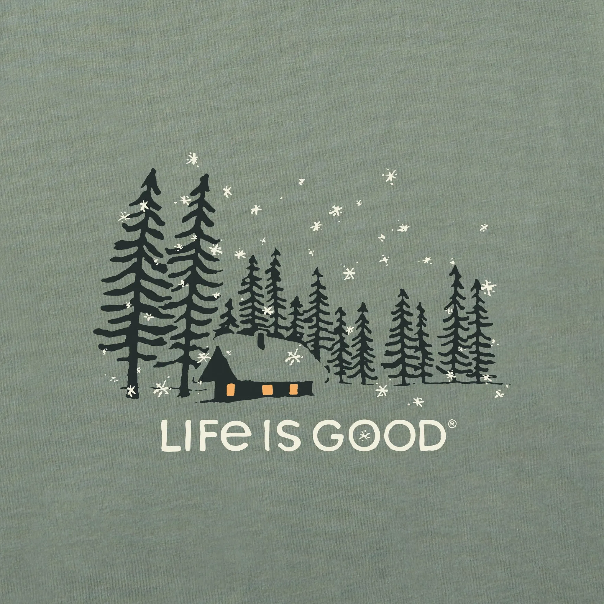 Men's Snowy Evening Long Sleeve Tee Life is Good