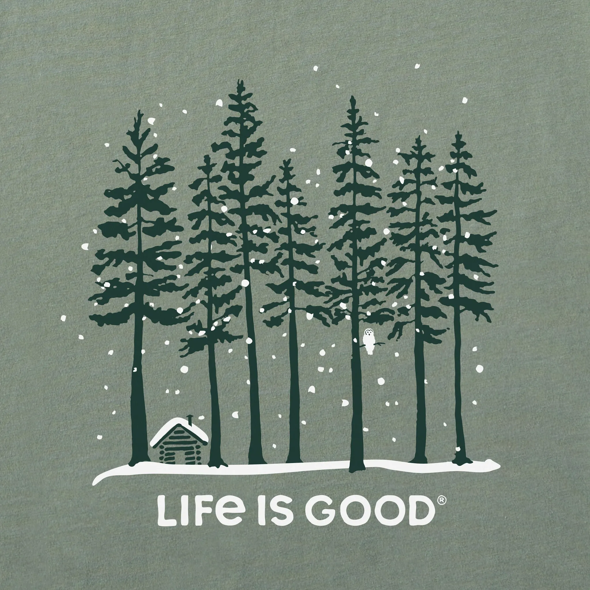 Men's Snowy Owl Tall Pines Short Sleeve Crusher Tee Life is Good
