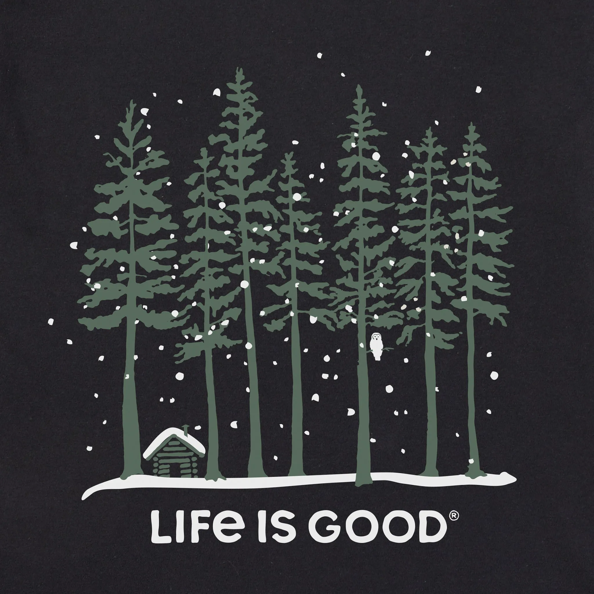 Men's Snowy Owl Tall Pines Short Sleeve Crusher Tee Life is Good