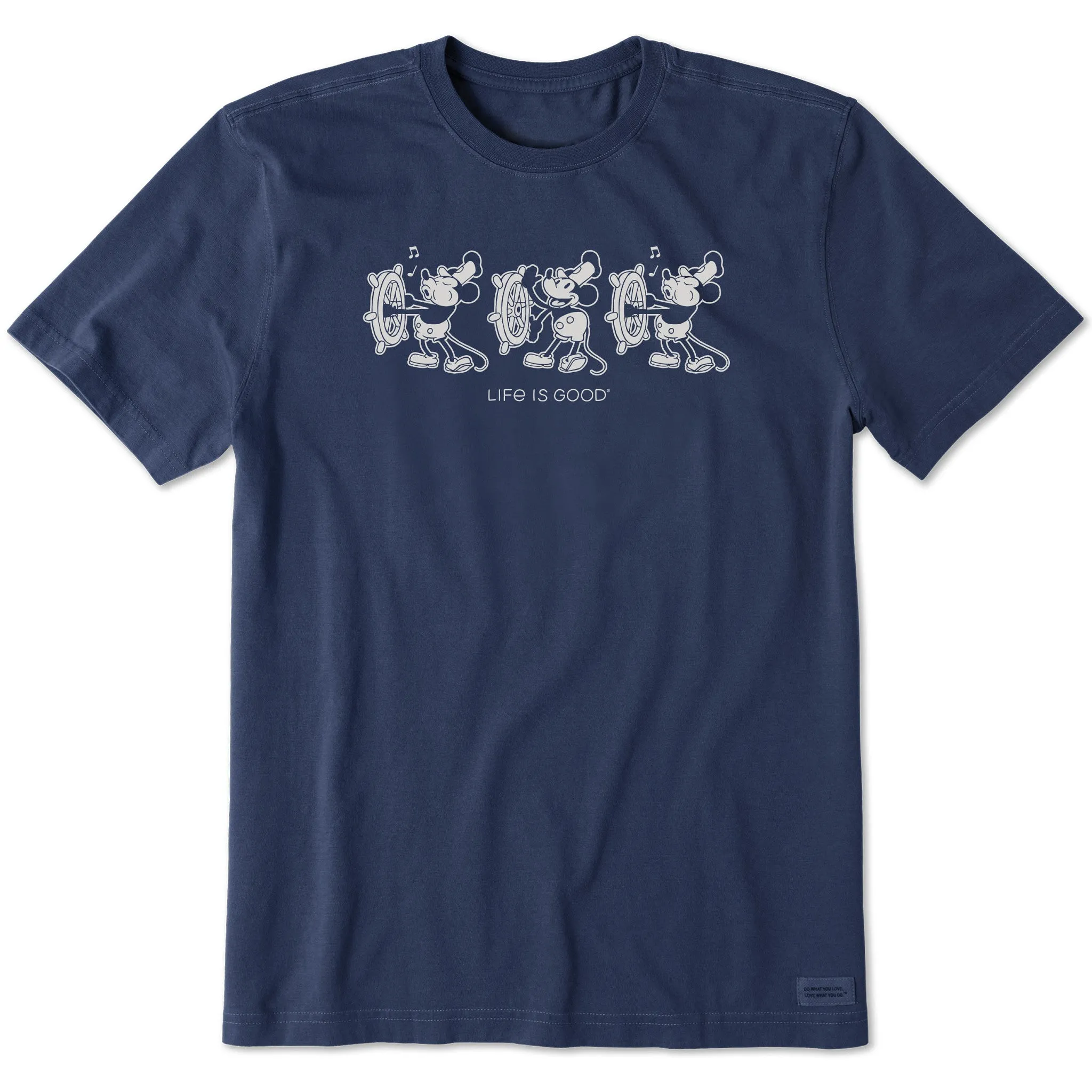 Men's Steamboat Willie at the Helm Short Sleeve Crusher Tee Life is Good