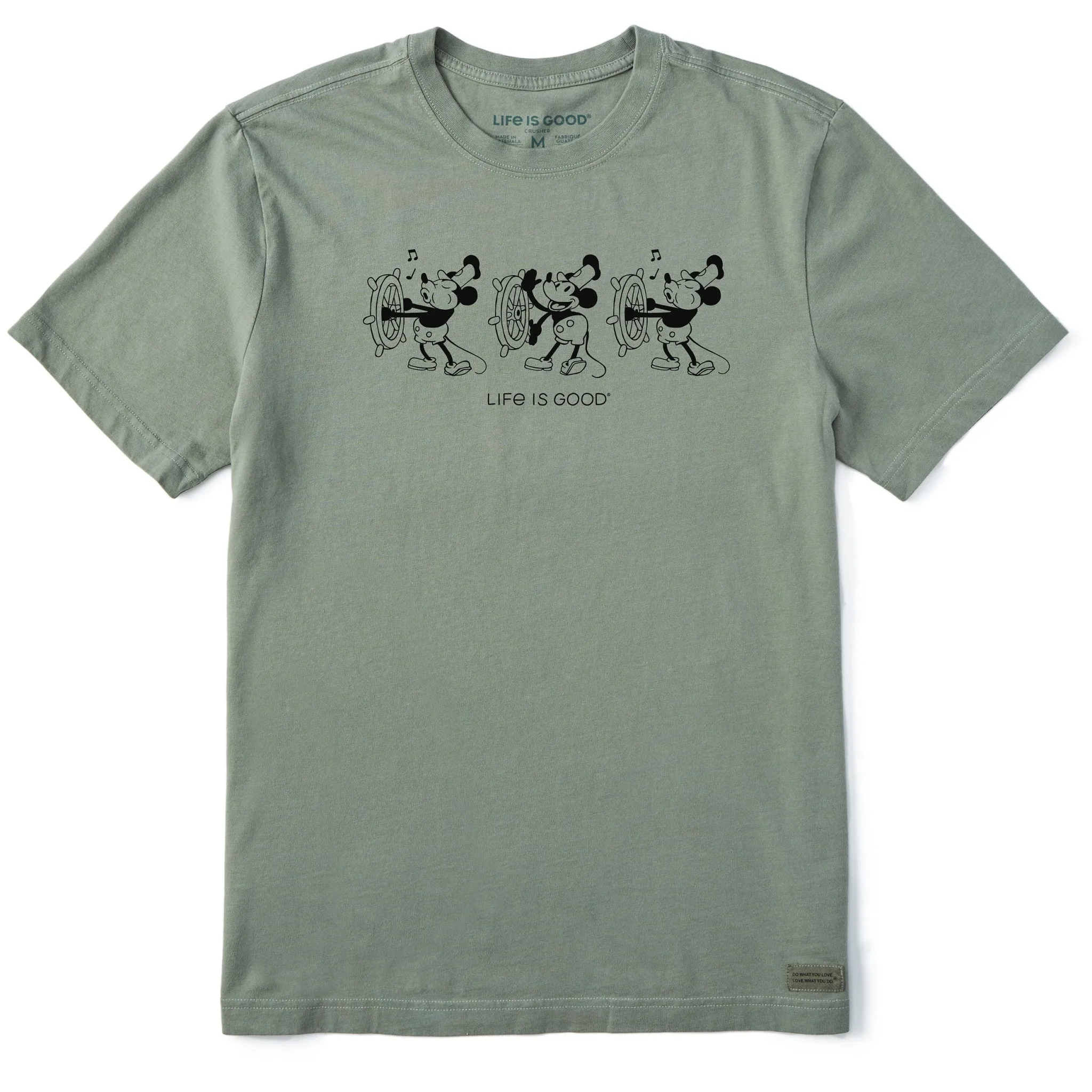 Men's Steamboat Willie at the Helm Short Sleeve Crusher Tee Life is Good