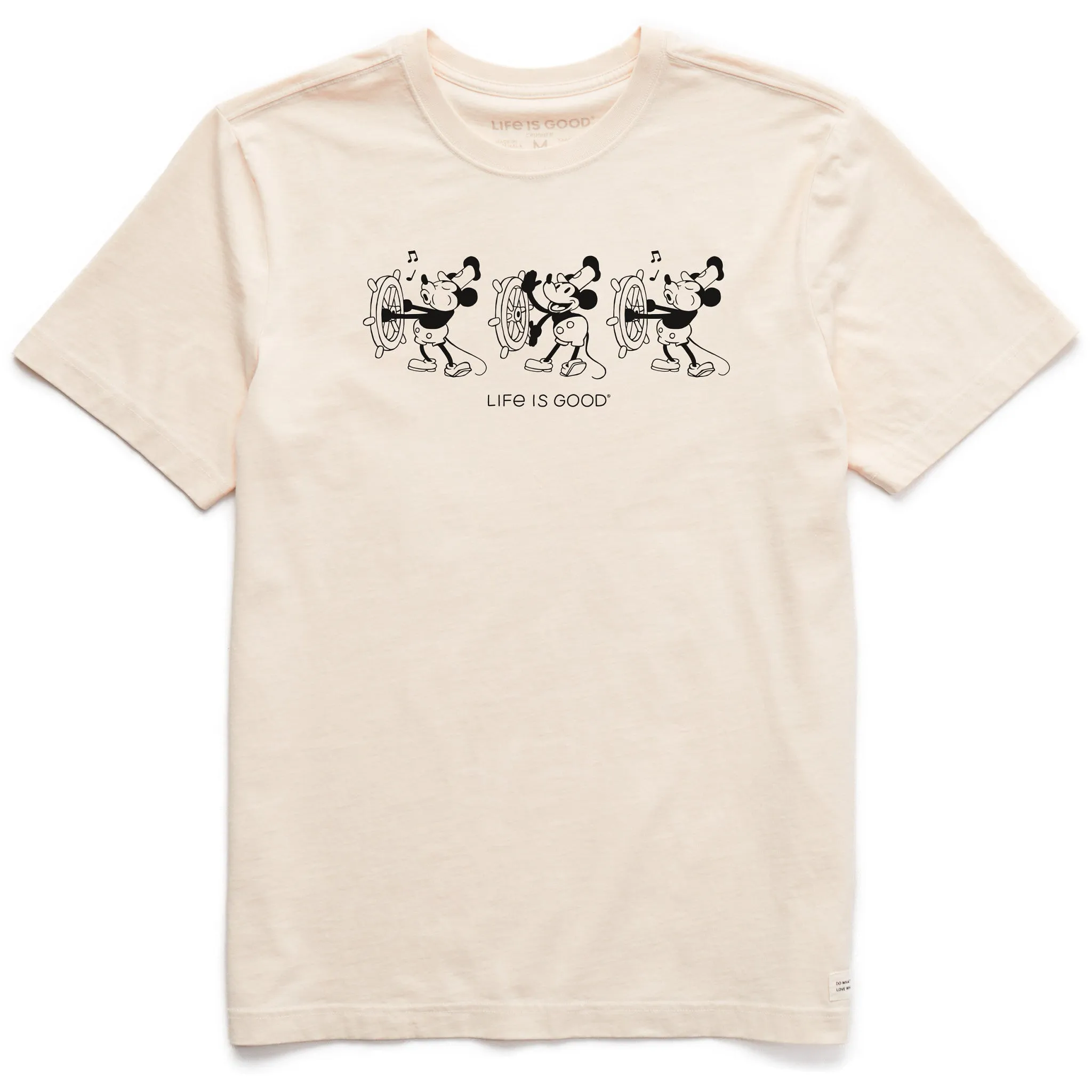 Men's Steamboat Willie at the Helm Short Sleeve Crusher Tee Life is Good