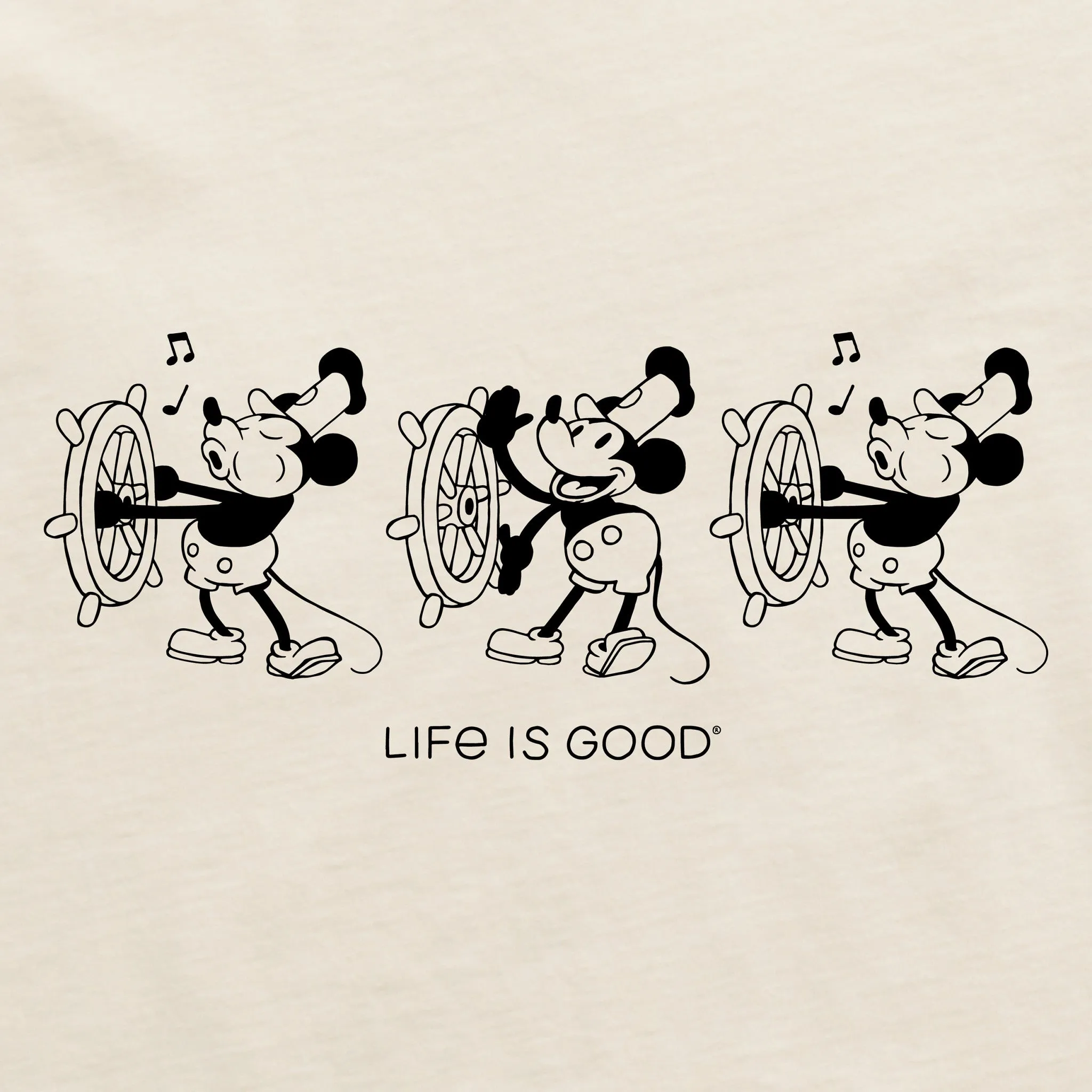 Men's Steamboat Willie at the Helm Short Sleeve Crusher Tee Life is Good