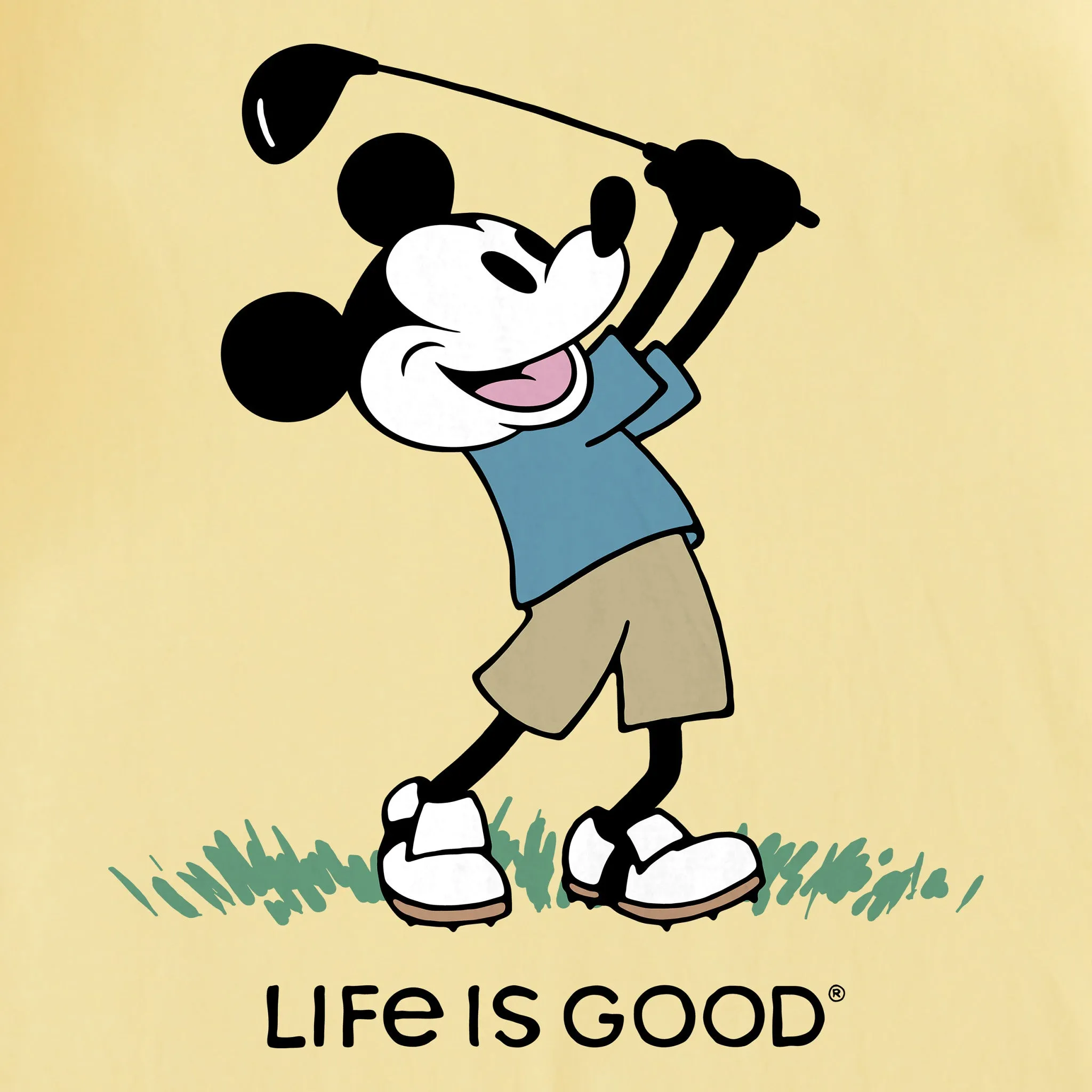 Men's Steamboat Willie Golf Short Sleeve Tee Life is Good