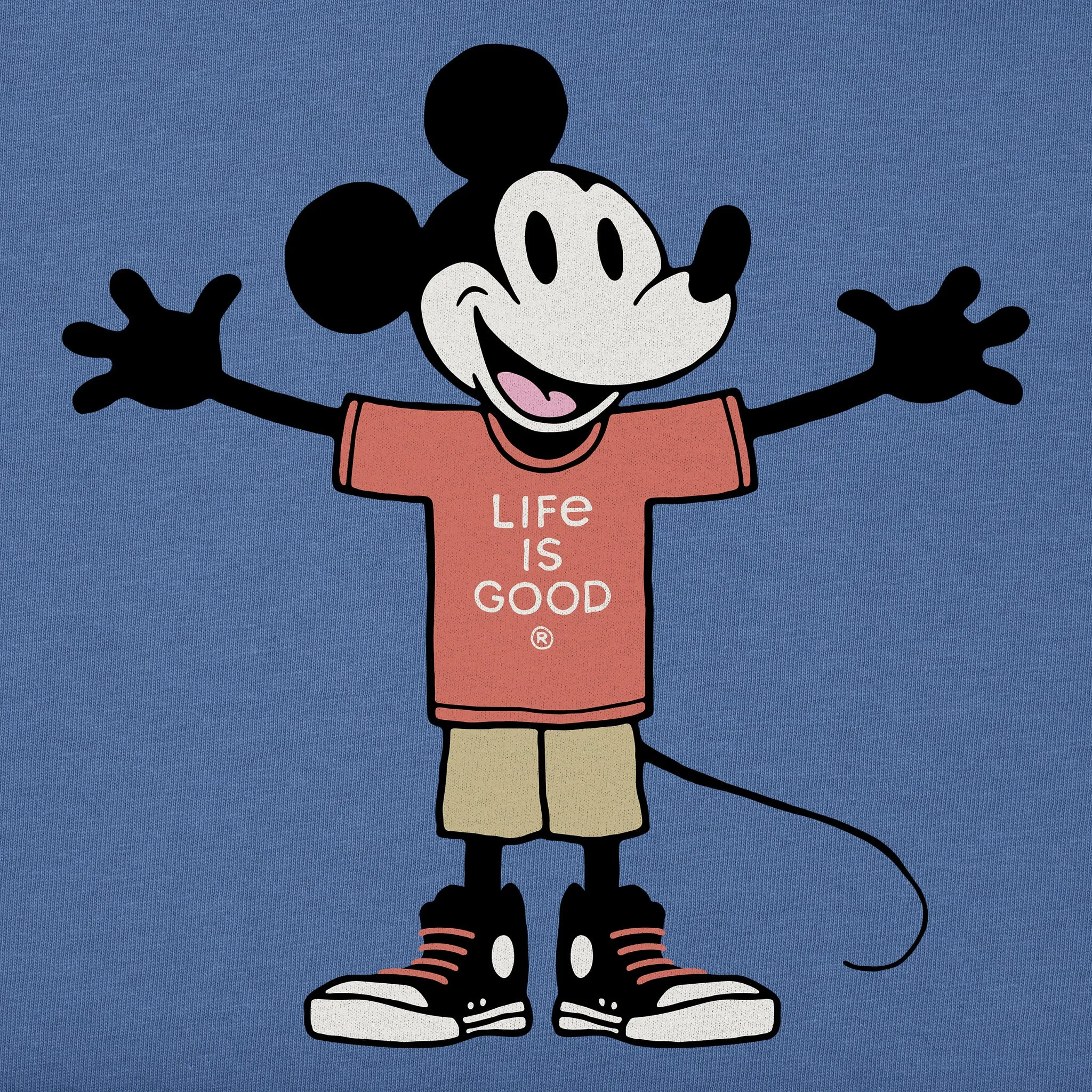 Men's Steamboat Willie Open Arms Short Sleeve Tee Life is Good