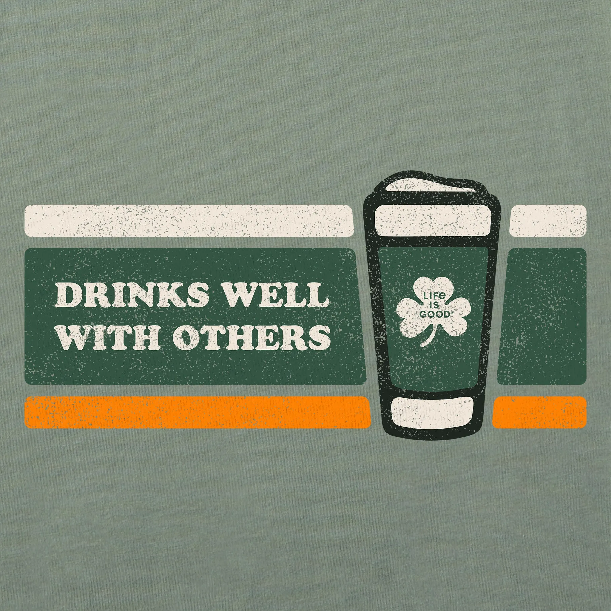 Men's Stripe Drinks Well with Others Short Sleeve Tee Life is Good