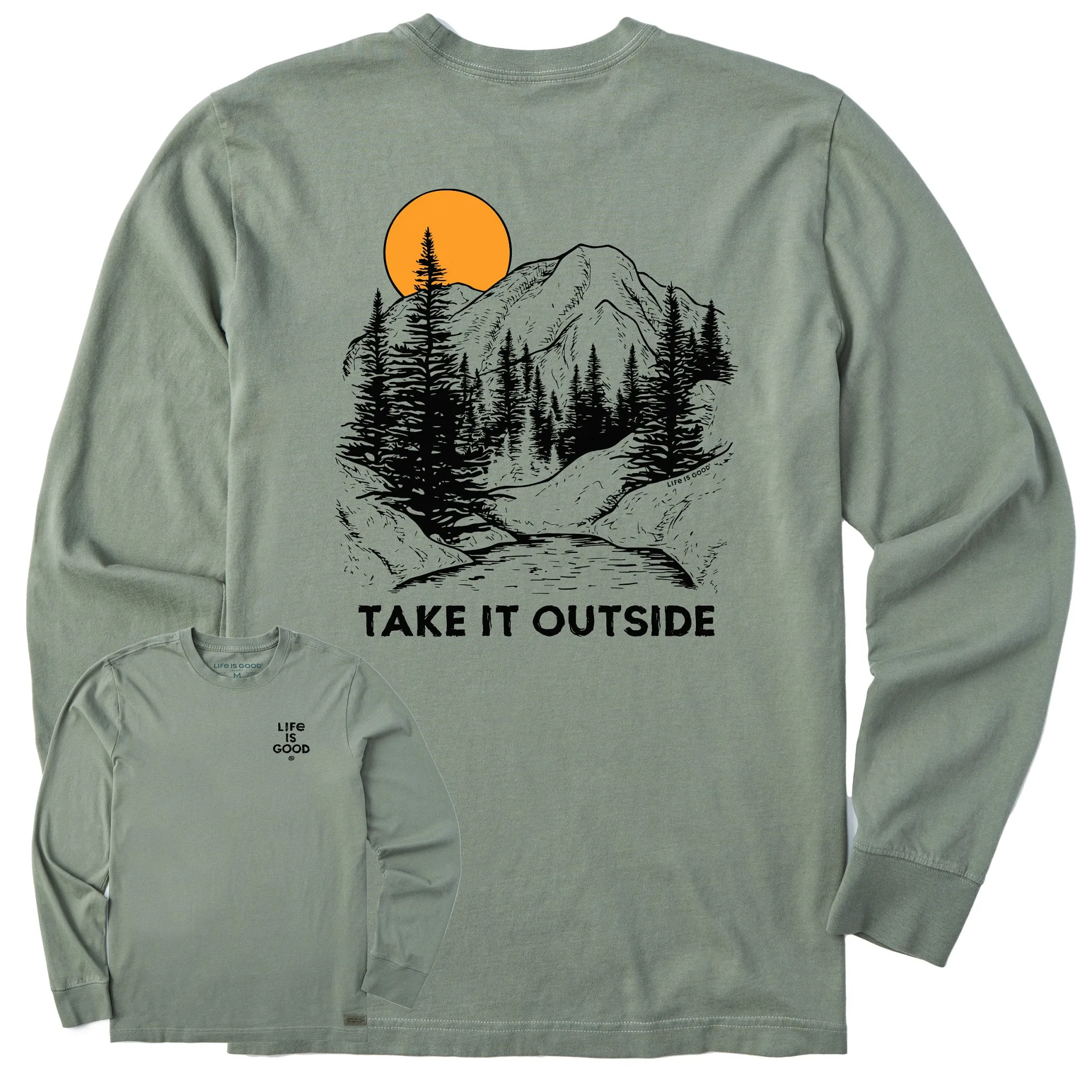 Men's Take it Outside Mountains Long Sleeve Crusher Tee Life is Good