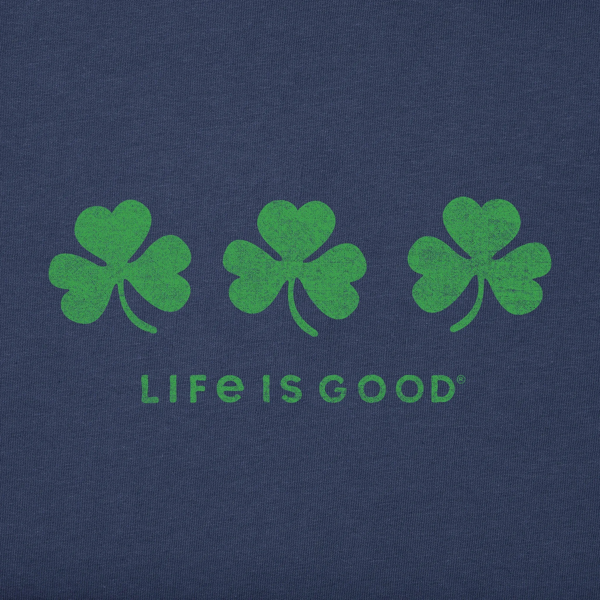 Men's Three Shamrocks Short Sleeve Crusher Tee Life is Good