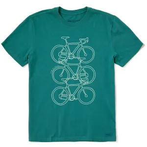 Men's Three Stacked Bikes Short Sleeve Crusher Tee Life is Good