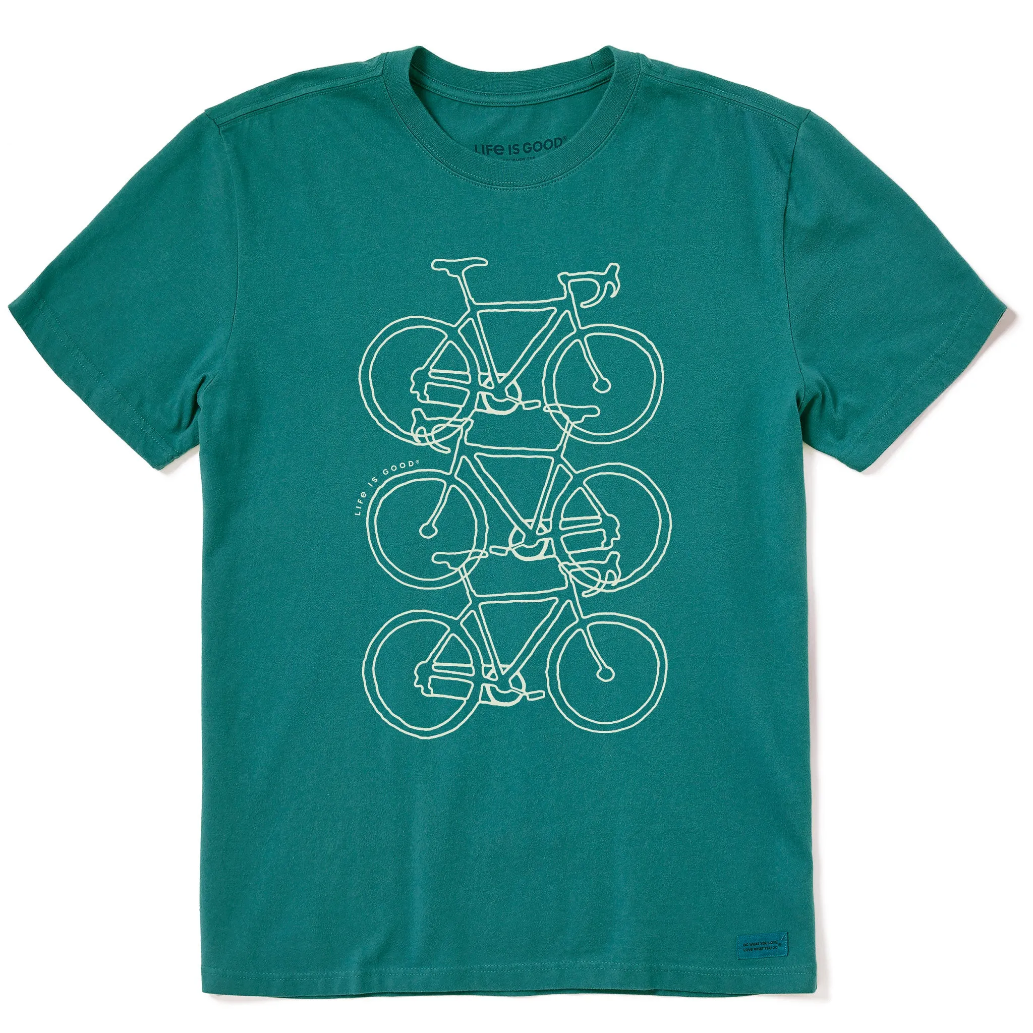 Men's Three Stacked Bikes Short Sleeve Crusher Tee Life is Good