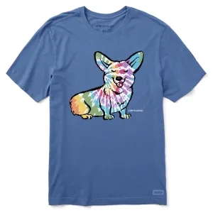 Men's Tie Dye Dog Corgi Short Sleeve Crusher Tee Life is Good