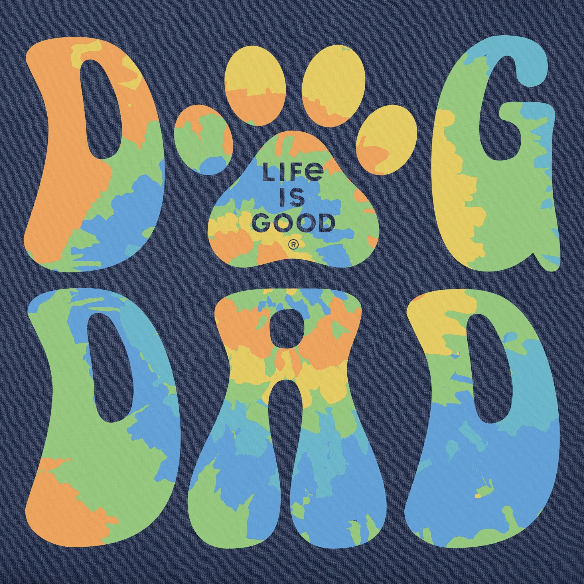 Men's Tie Dye Dog Dad Short Sleeve Tee Life is Good