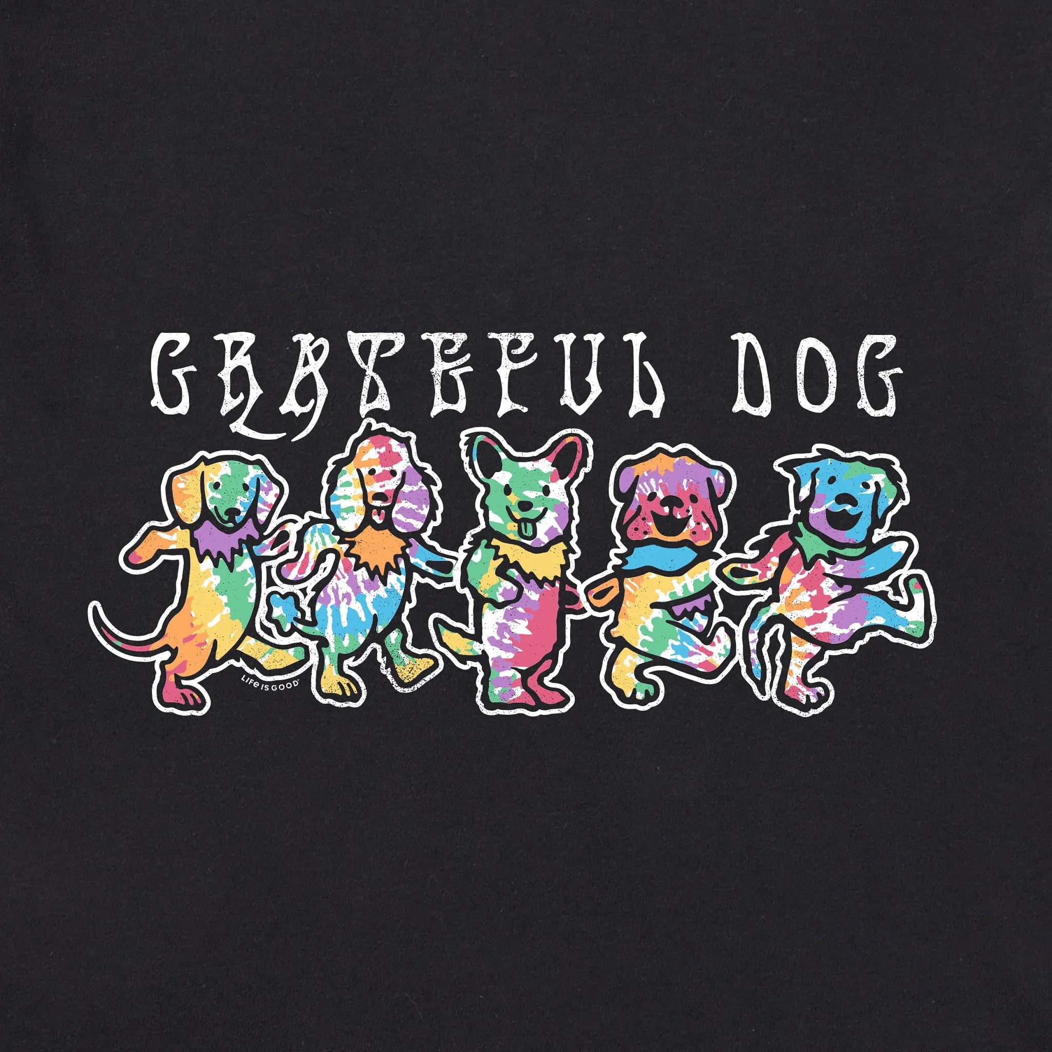 Men's Tie Dye Grateful Dog Short Sleeve Tee Life is Good