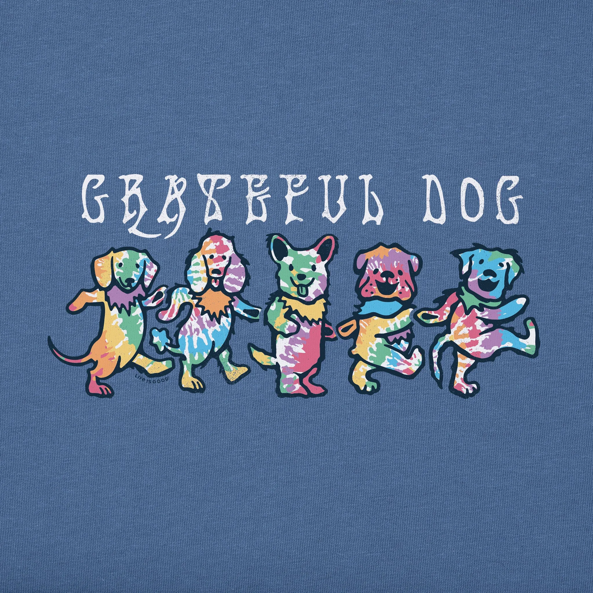 Men's Tie Dye Grateful Dog Short Sleeve Tee Life is Good
