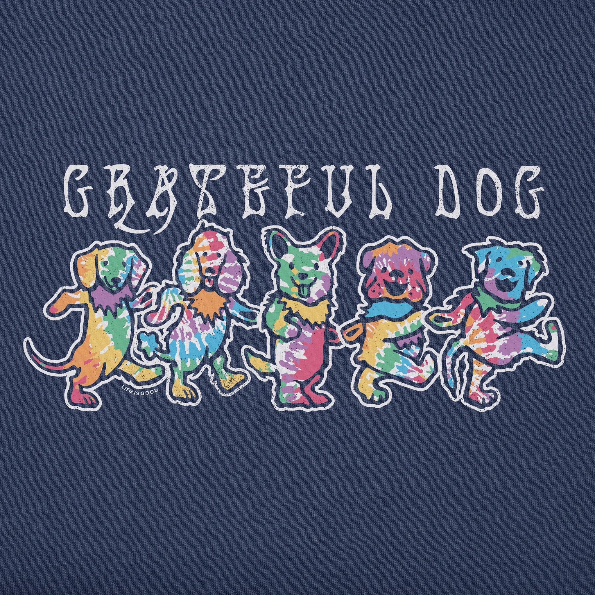 Men's Tie Dye Grateful Dog Short Sleeve Tee Life is Good