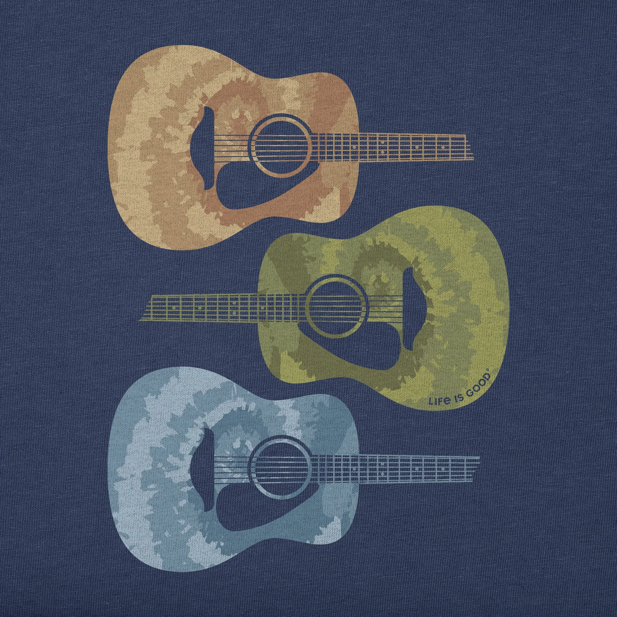 Men's Tie Dye Guitars Short Sleeve Tee Life is Good