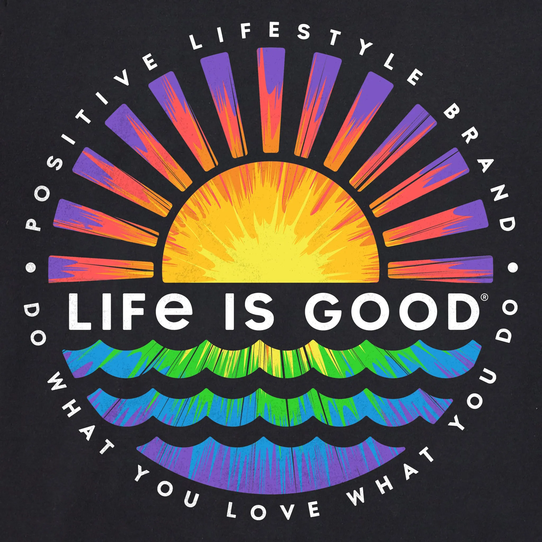 Men's Tie Dye Sunset Burst Short Sleeve Tee Life is Good