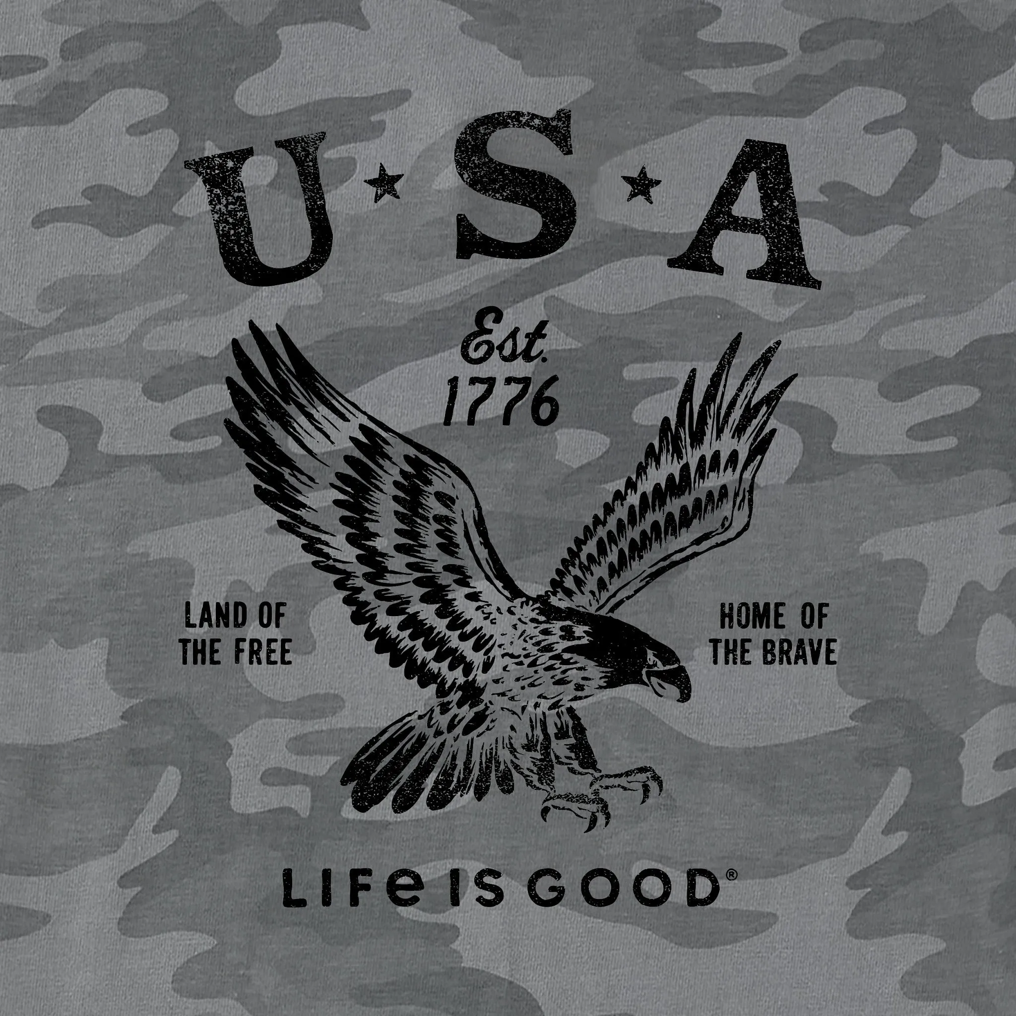Men's USA 1776 Eagle Short Sleeve Allover Printed Crusher Tee Life is Good