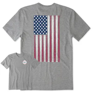 Men's Vertical USA Flag Baseball Short Sleeve Tee Life is Good