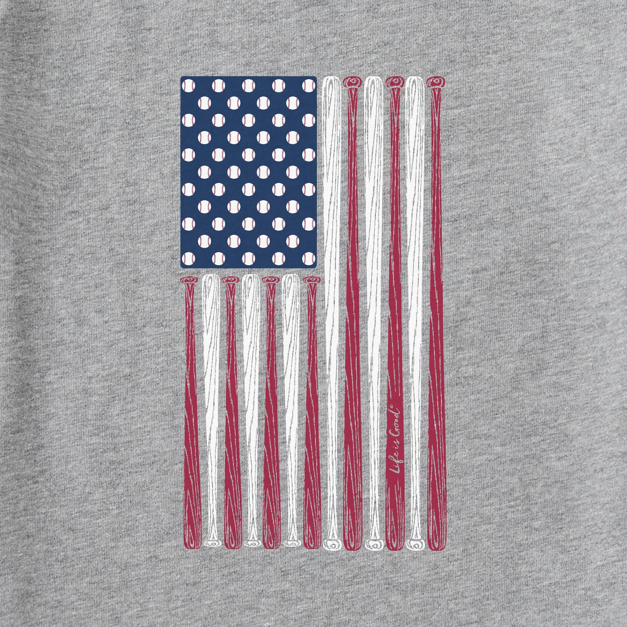 Men's Vertical USA Flag Baseball Short Sleeve Tee Life is Good