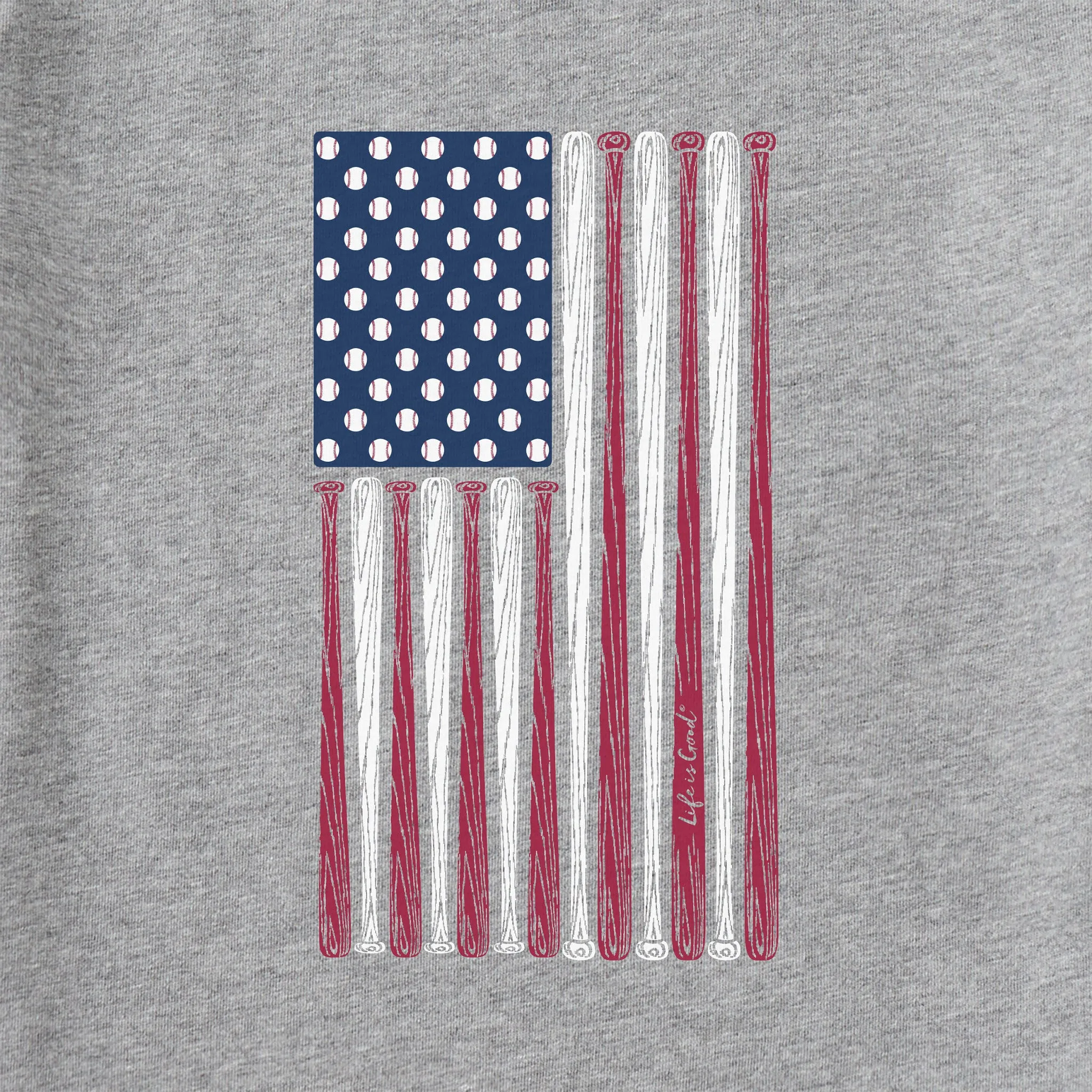 Men's Vertical USA Flag Baseball Short Sleeve Tee Life is Good
