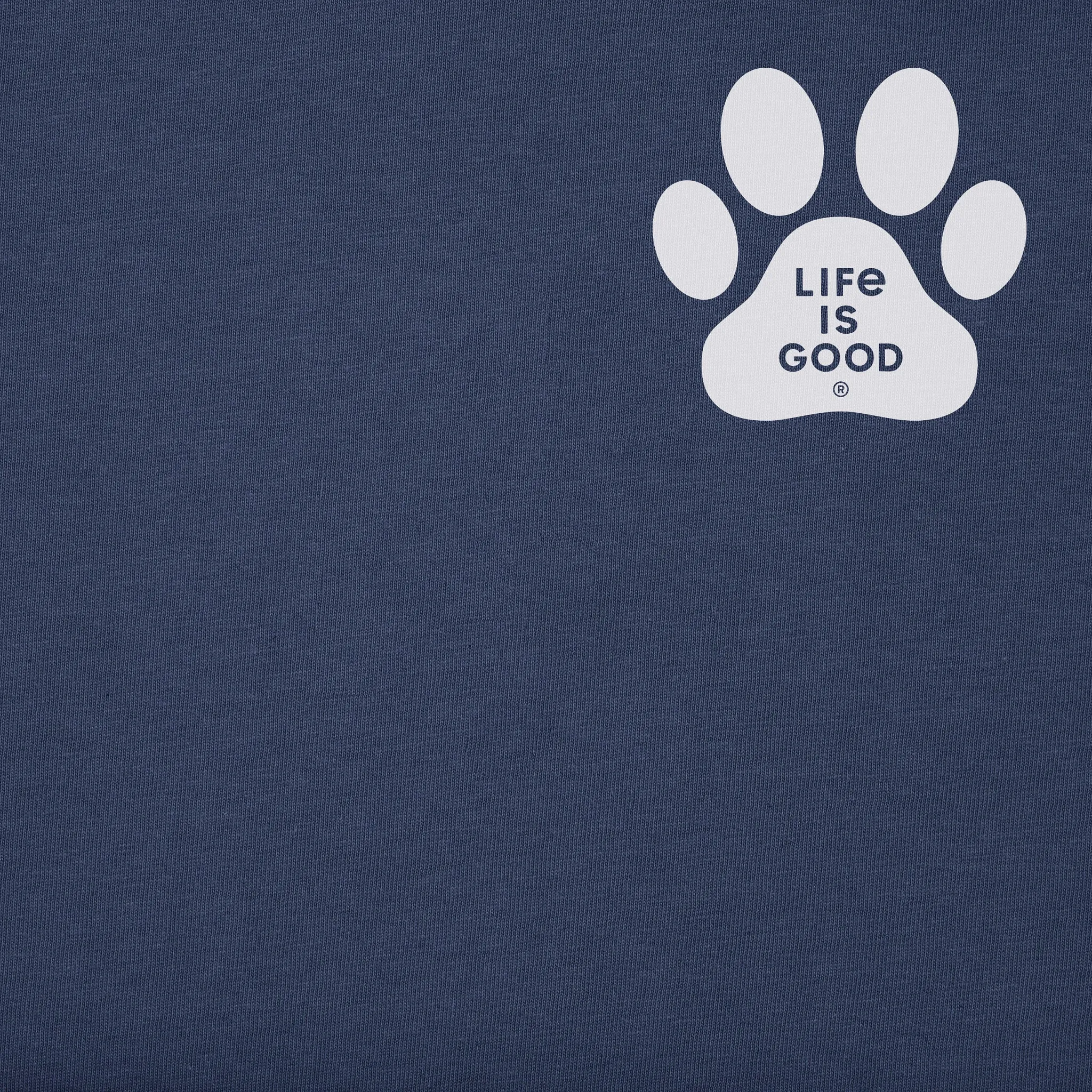 Men's Vertical USA Flag Dog Paws Short Sleeve Crusher Tee Life is Good