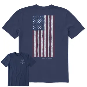 Men's Vertical USA Flag Hand Drawn Short Sleeve Crusher Tee Life is Good