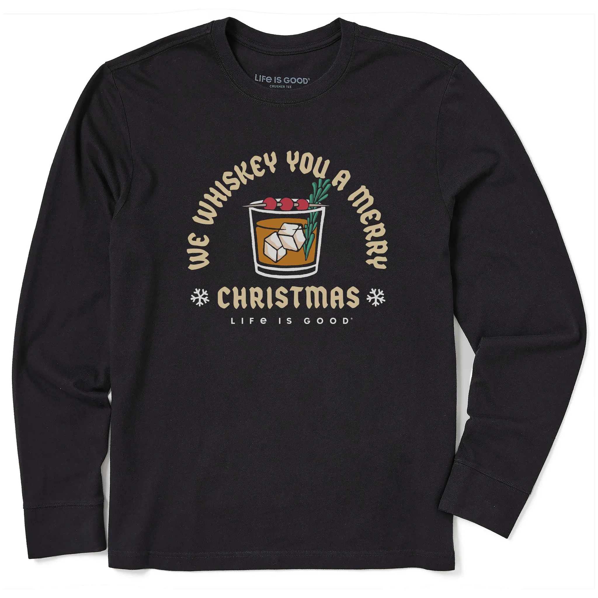 Men's We Whiskey You a Merry Christmas Long Sleeve Crusher Tee Life is Good