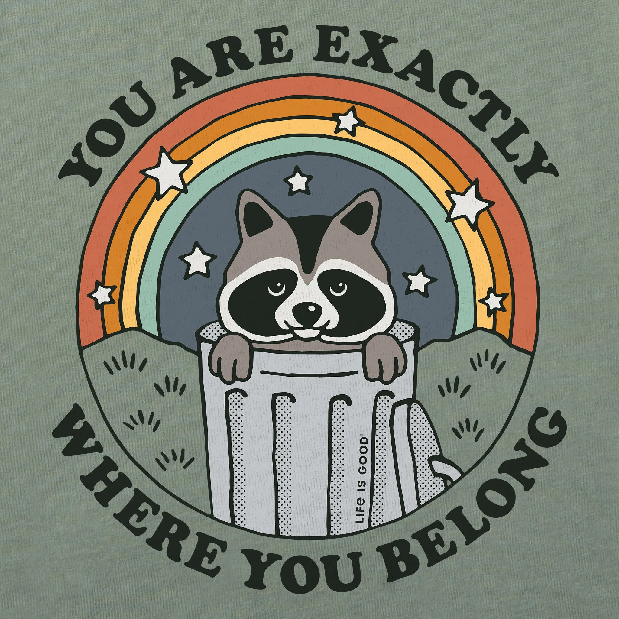 Men's Where You Belong Raccoon Short Sleeve Crusher Tee Life is Good