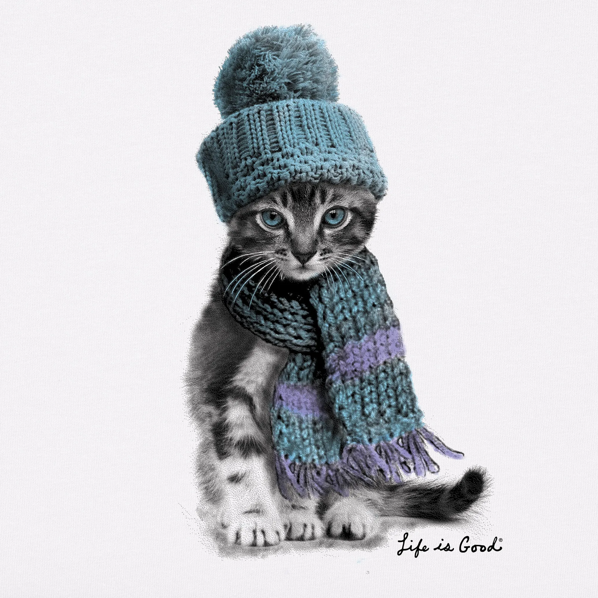 Men's Winter Cat Hat Long Sleeve Crusher Tee Life is Good