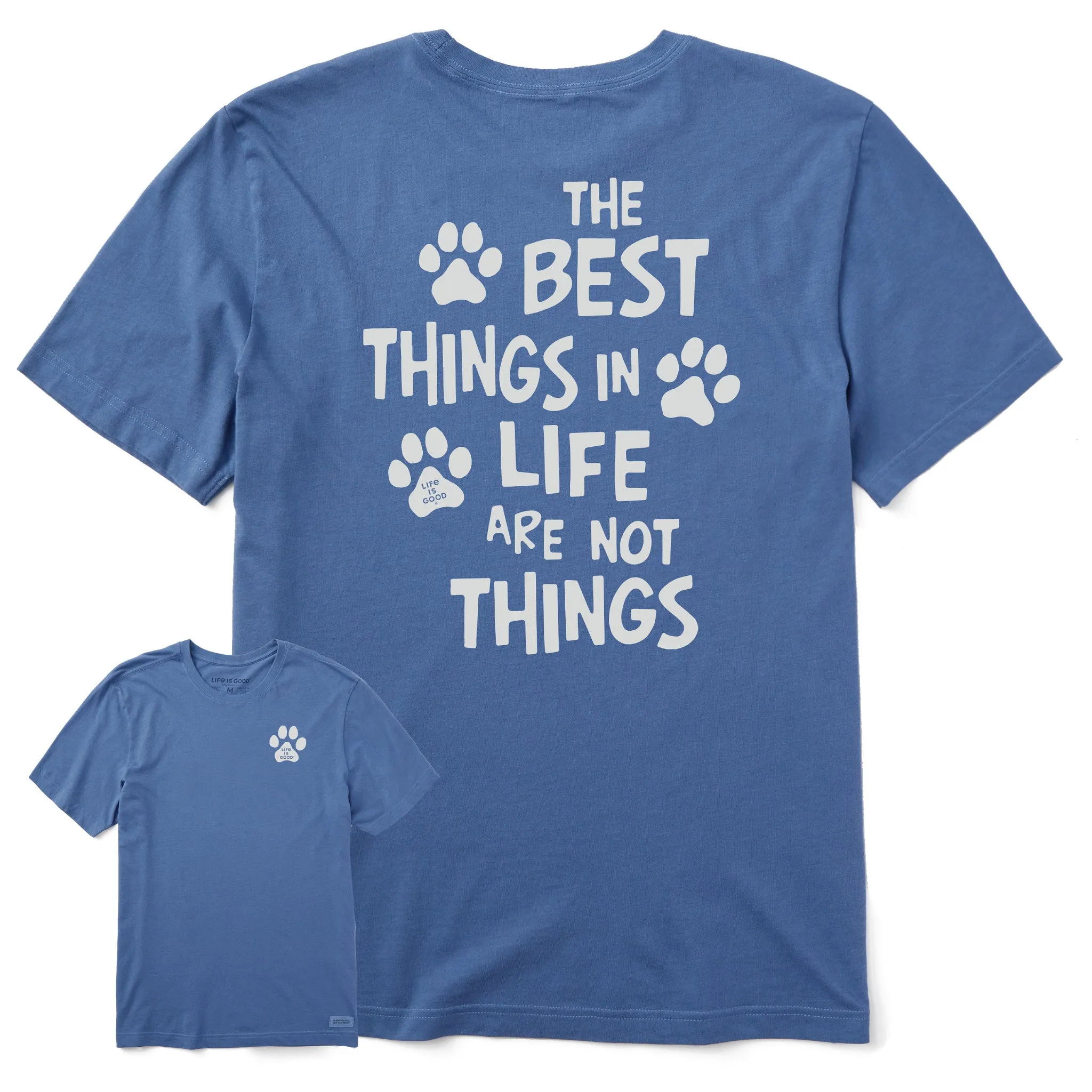 Men's Wordsmith Best Things in Life Paws Short Sleeve Crusher Tee Life is Good